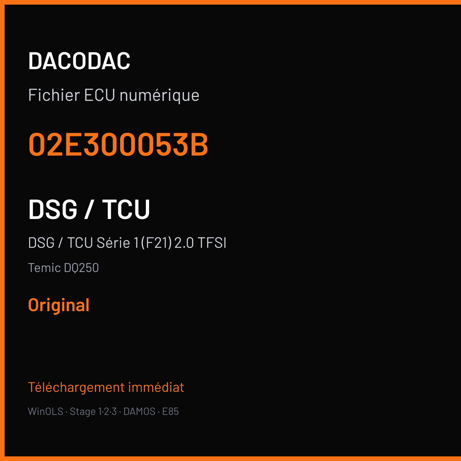 DSG / TCU Série 1 (F21) 2.0 TFSI — Temic DQ250 — 02E300053B — Original