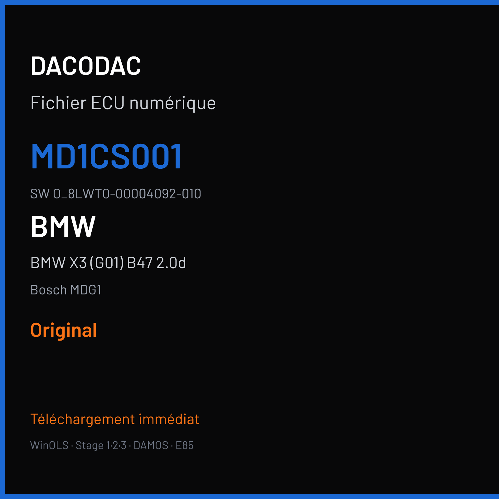 BMW X3 (G01) B47 2.0d (2011) — Bosch MDG1 — MD1CS001 · O_8LWT0-00004092-010 — Original