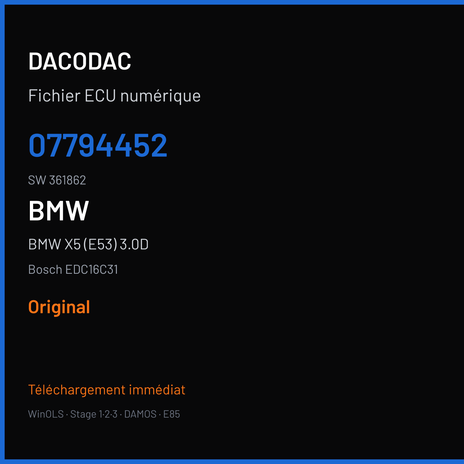 BMW X5 (E53) 3.0D (2006) — Bosch EDC16C31 — 07794452 · 361862 — Original