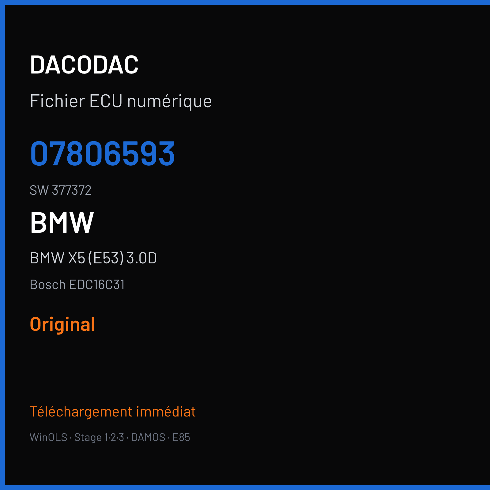 BMW X5 (E53) 3.0D (2005) — Bosch EDC16C31 — 07806593 · 377372 — Original