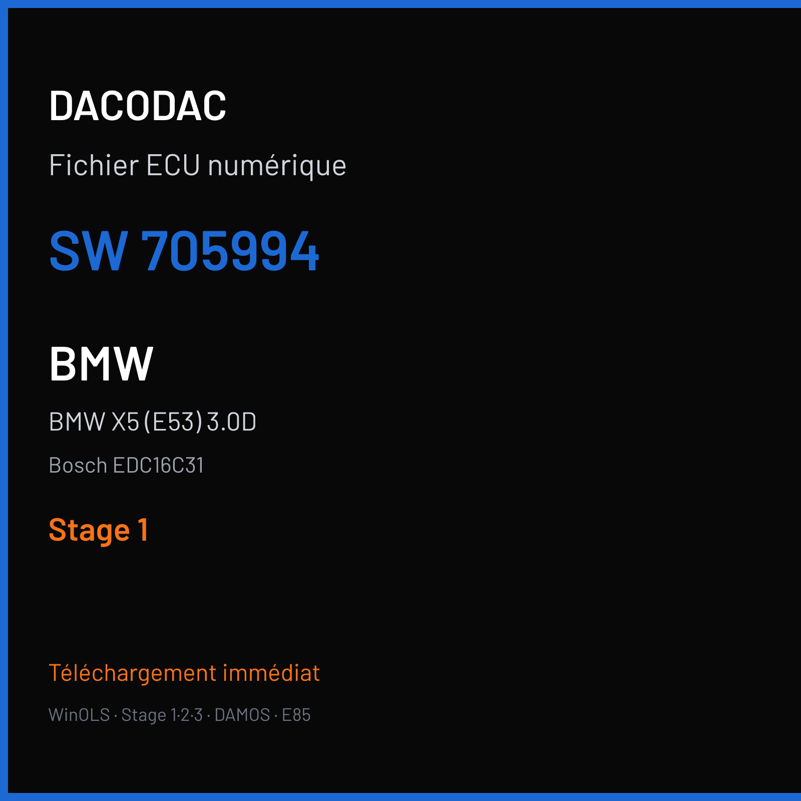 BMW X5 (E53) 3.0D (2007) — Bosch EDC16C31 — 705994 — Stage 1