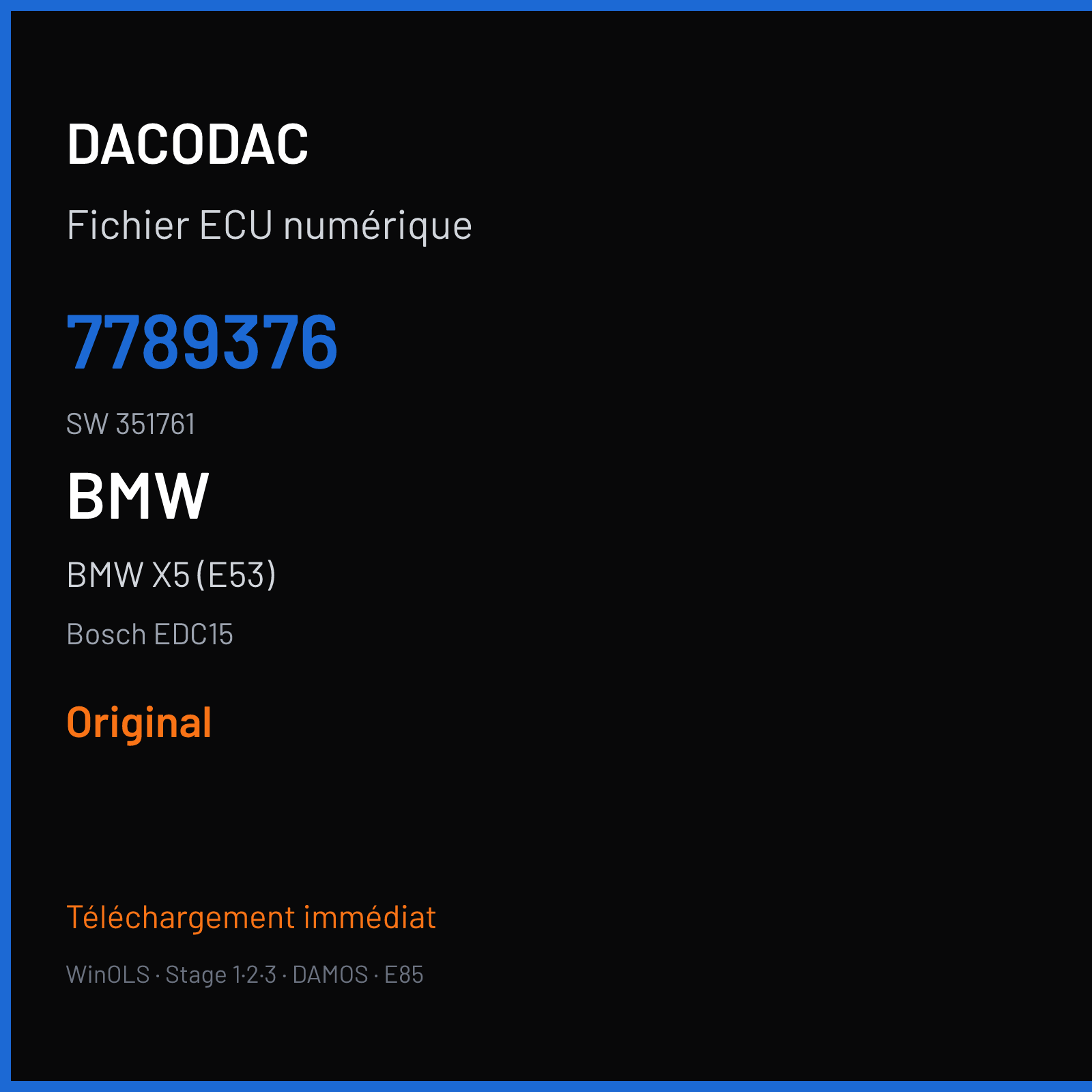 BMW X5 (E53) (2002) — Bosch EDC15 — 7789376 · 351761 — Original