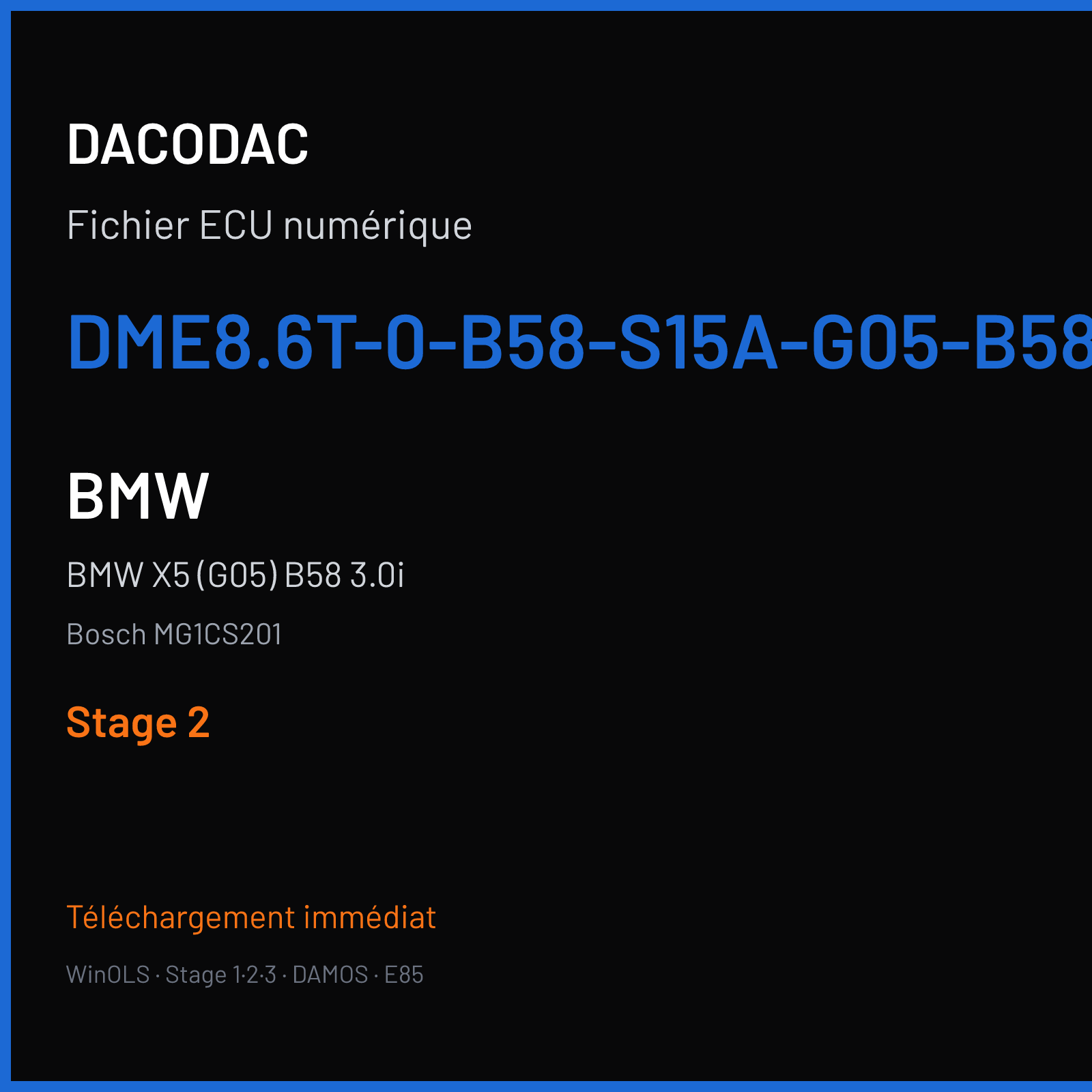 BMW X5 (G05) B58 3.0i (2019) — Bosch MG1CS201 — DME8.6T-0-B58-S15A-G05-B58B30M1-AWD---RMKS-ROW-EU6-OHFM-PVL — Stage 2