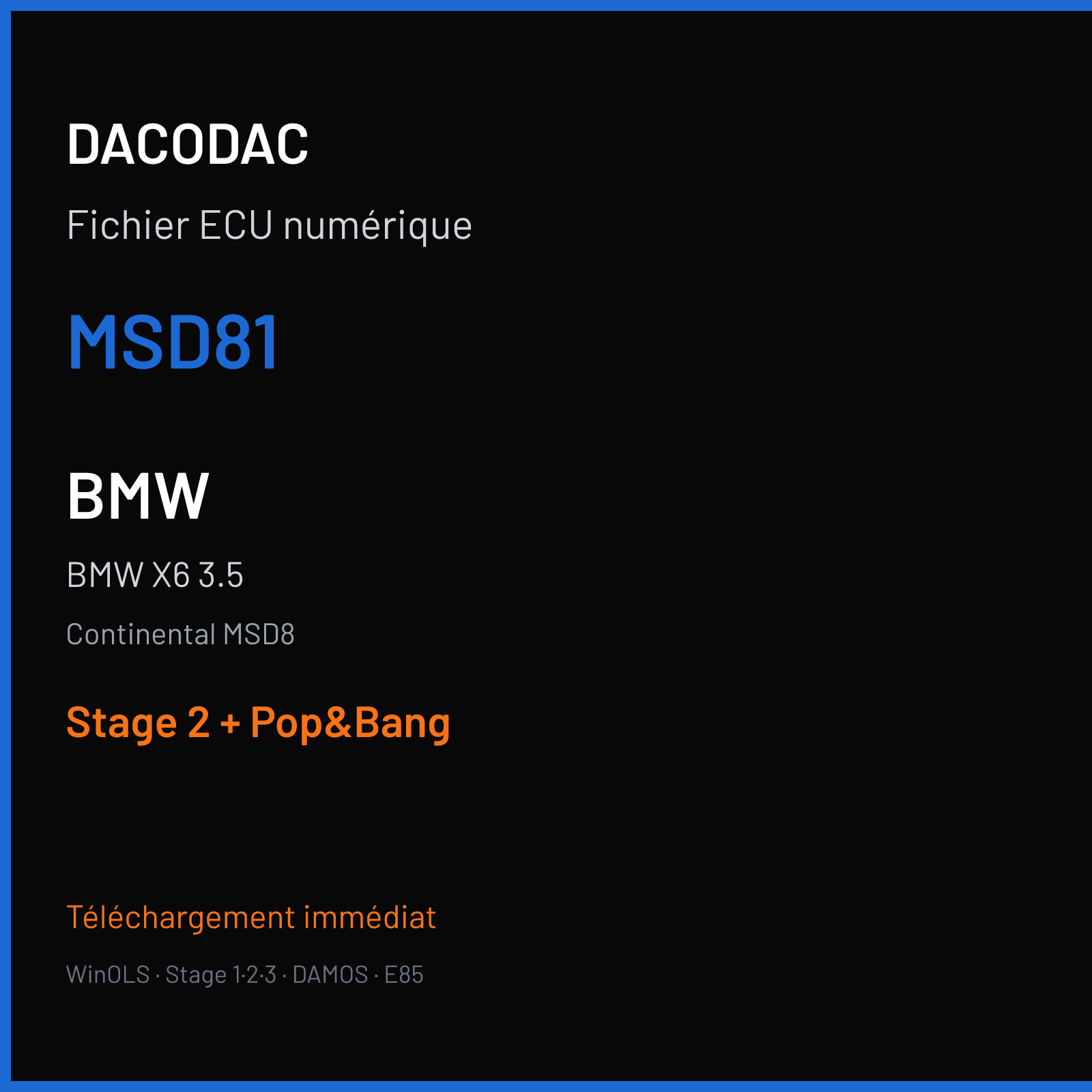 BMW X6 3.5 (2010) — Continental MSD8 — MSD81 — Stage 2 + Pop&Bang