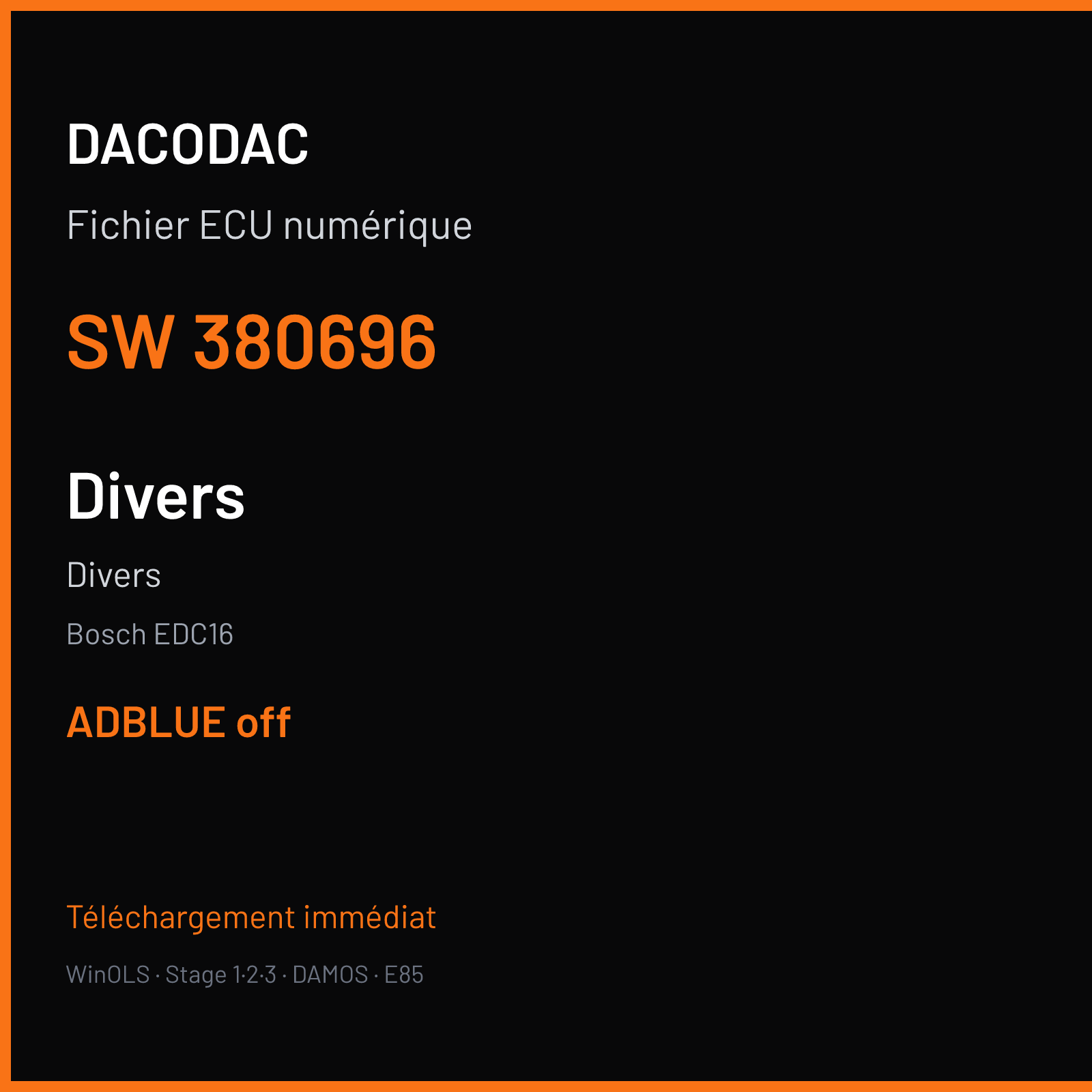 Divers (2012) — Bosch EDC16 — 380696 — ADBLUE off