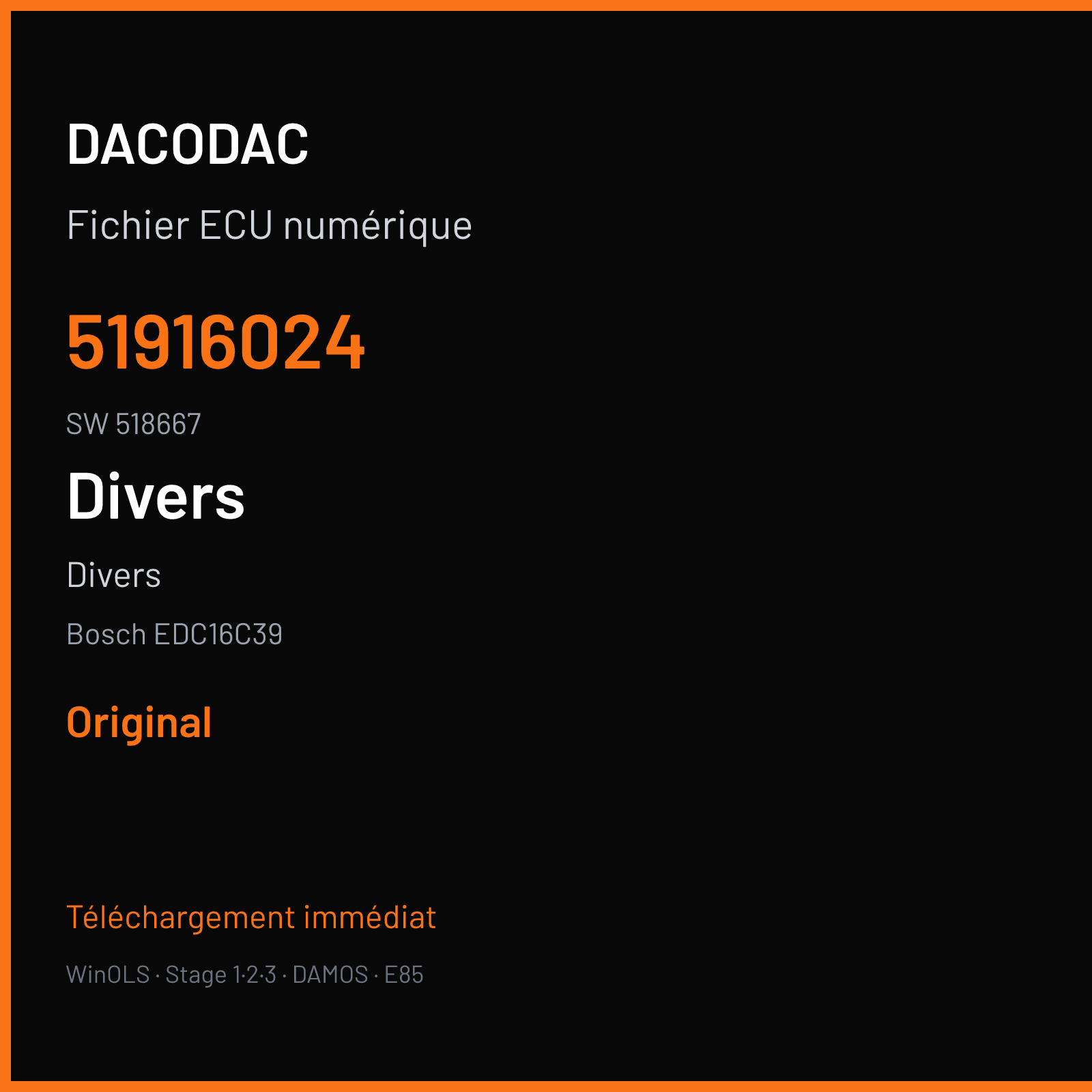 Divers — Bosch EDC16C39 — 51916024 · 518667 — Original