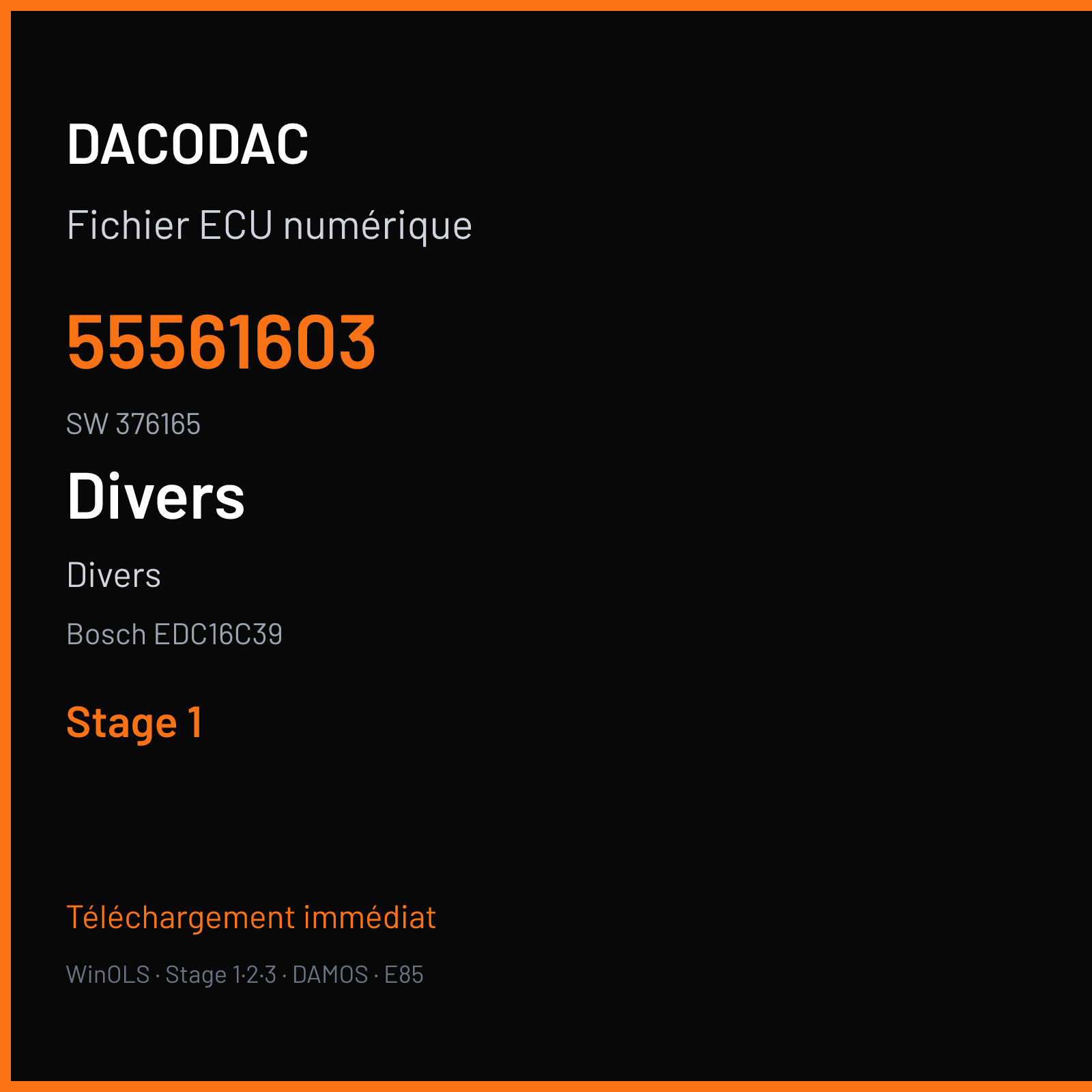 Divers (2006) — Bosch EDC16C39 — 55561603 · 376165 — Stage 1