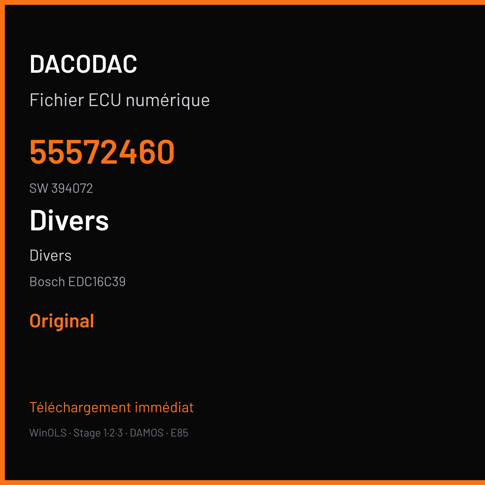 Divers — Bosch EDC16C39 — 55572460 · 394072 — Original