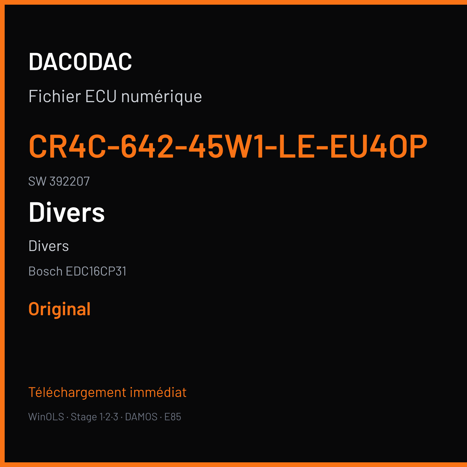 Divers (2007) — Bosch EDC16CP31 — CR4C-642-45W1-LE-EU4OP · 392207 — Original