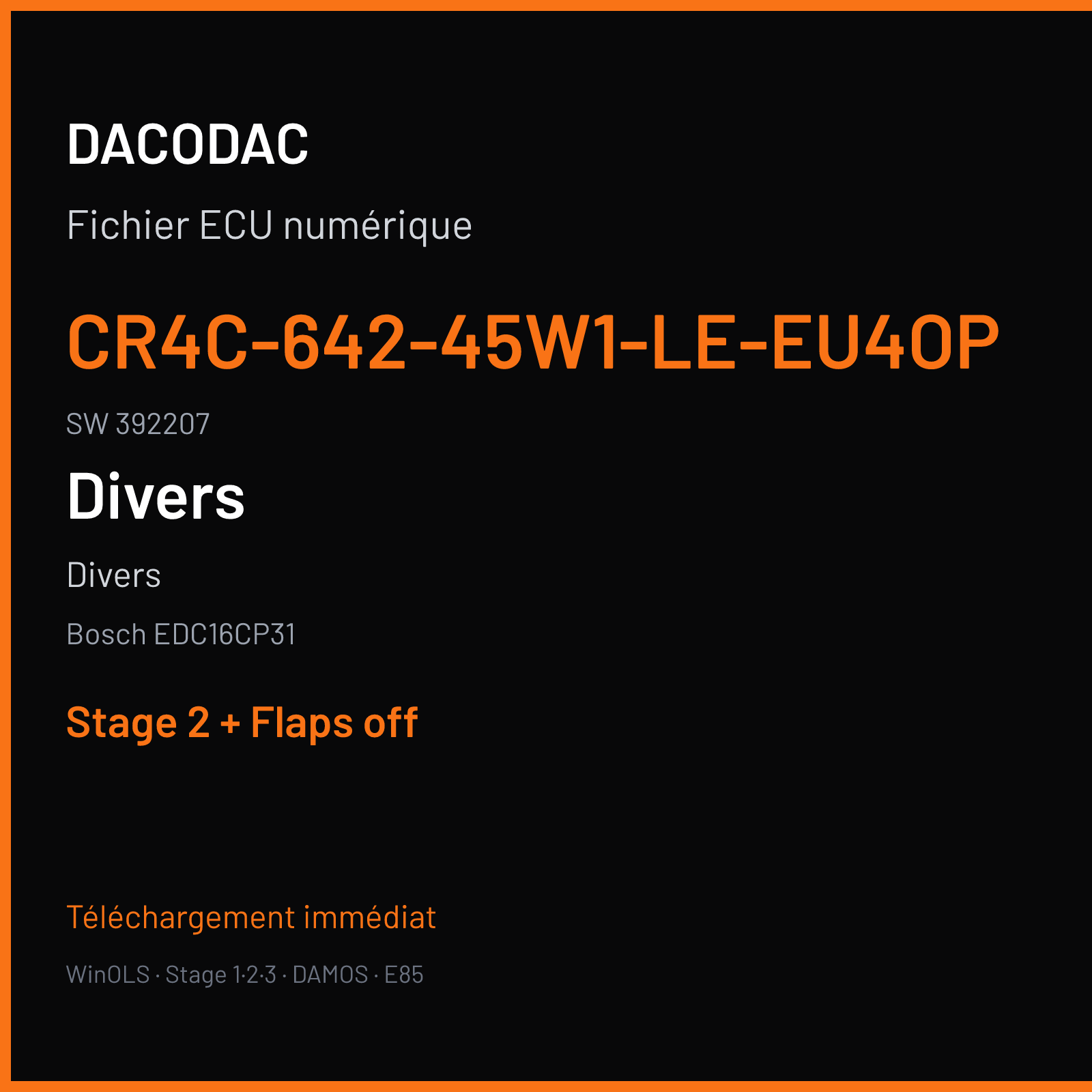 Divers (2007) — Bosch EDC16CP31 — CR4C-642-45W1-LE-EU4OP · 392207 — Stage 2 + Flaps off