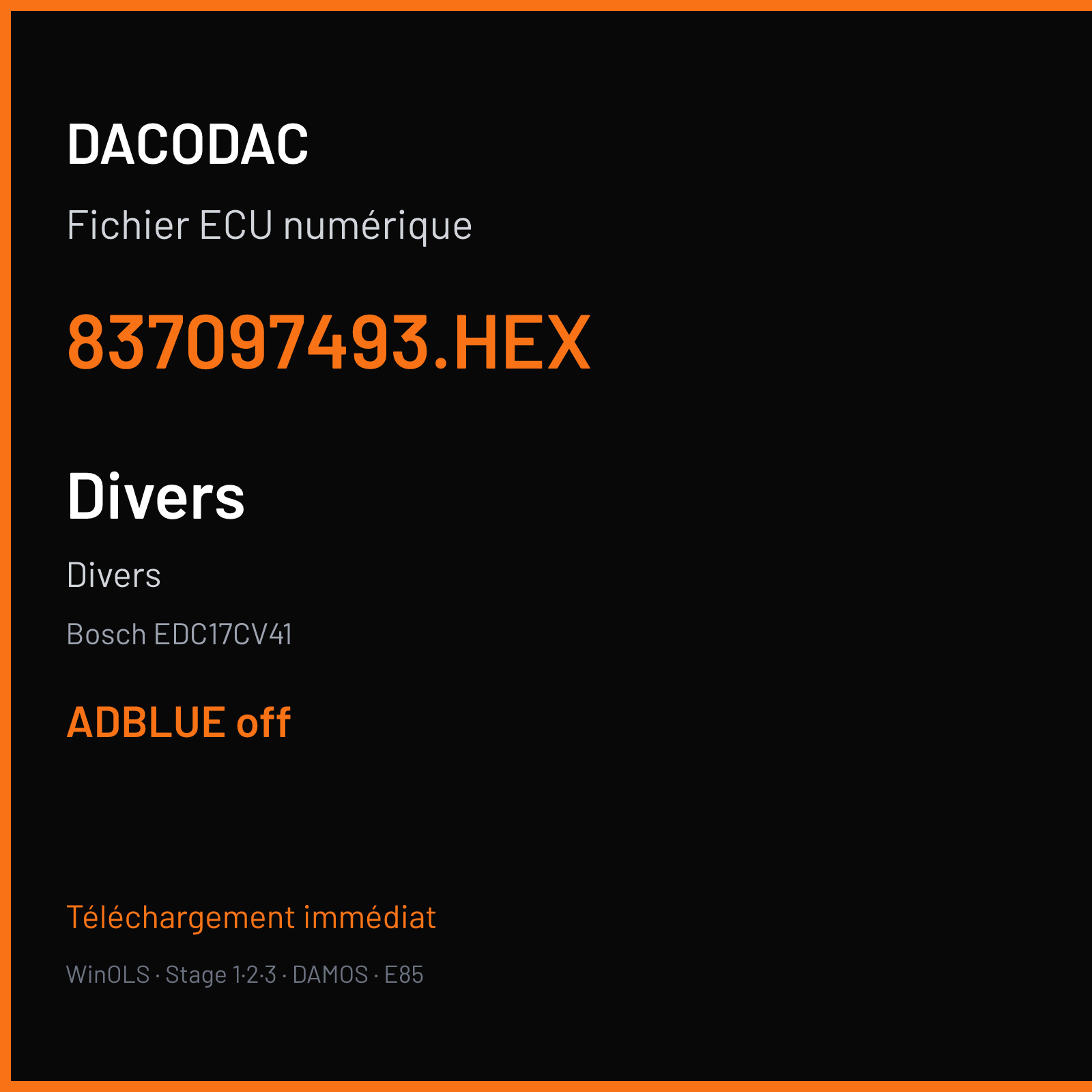Divers (2017) — Bosch EDC17CV41 — 837097493.HEX — ADBLUE off