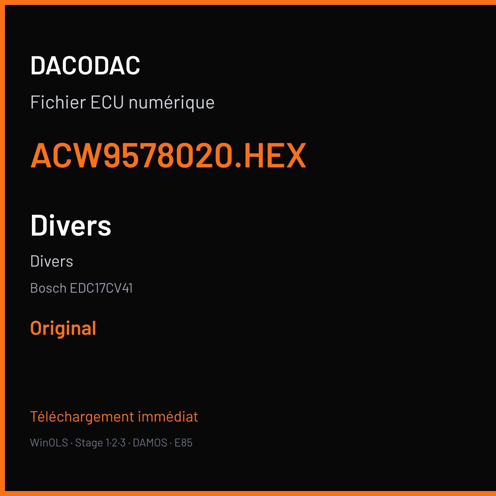 Divers (2017) — Bosch EDC17CV41 — ACW9578020.HEX — Original