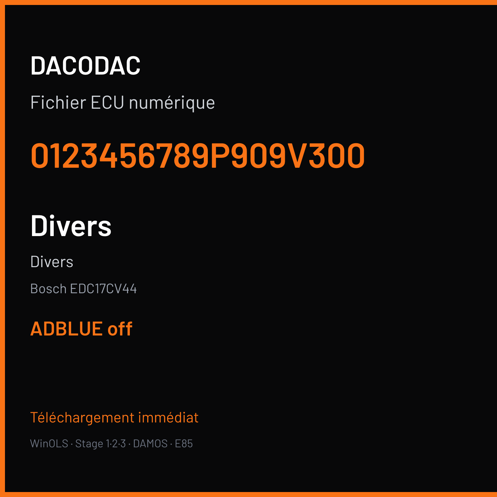 Divers (2012) — Bosch EDC17CV44 — 0123456789P909V300 — ADBLUE off