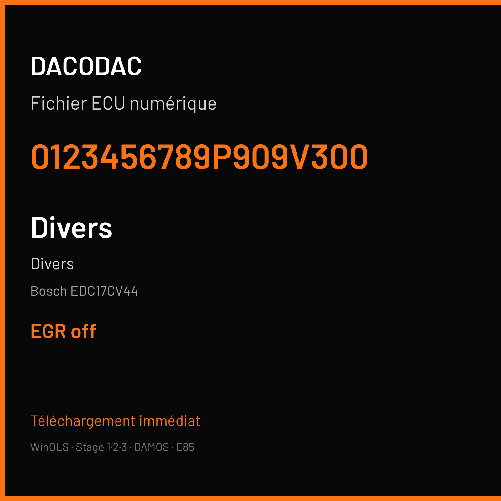 Divers (2012) — Bosch EDC17CV44 — 0123456789P909V300 — EGR off