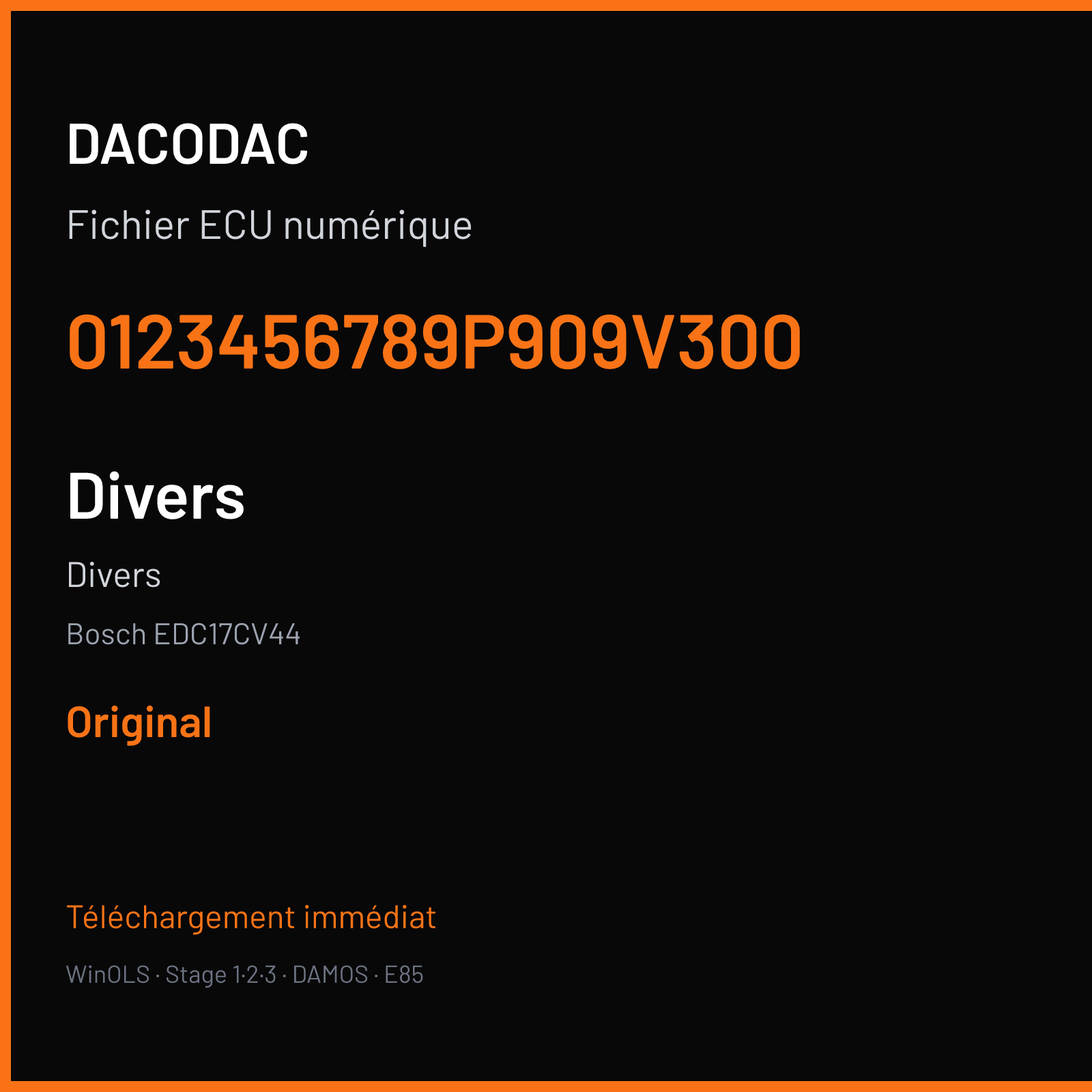 Divers (2012) — Bosch EDC17CV44 — 0123456789P909V300 — Original