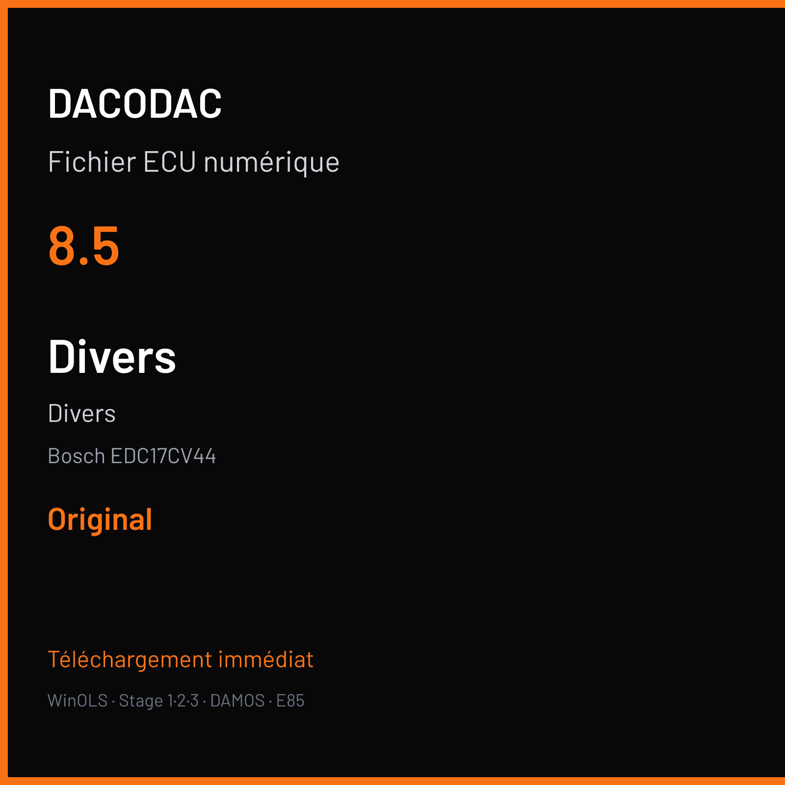 Divers (2013) — Bosch EDC17CV44 — 8.5 — Original