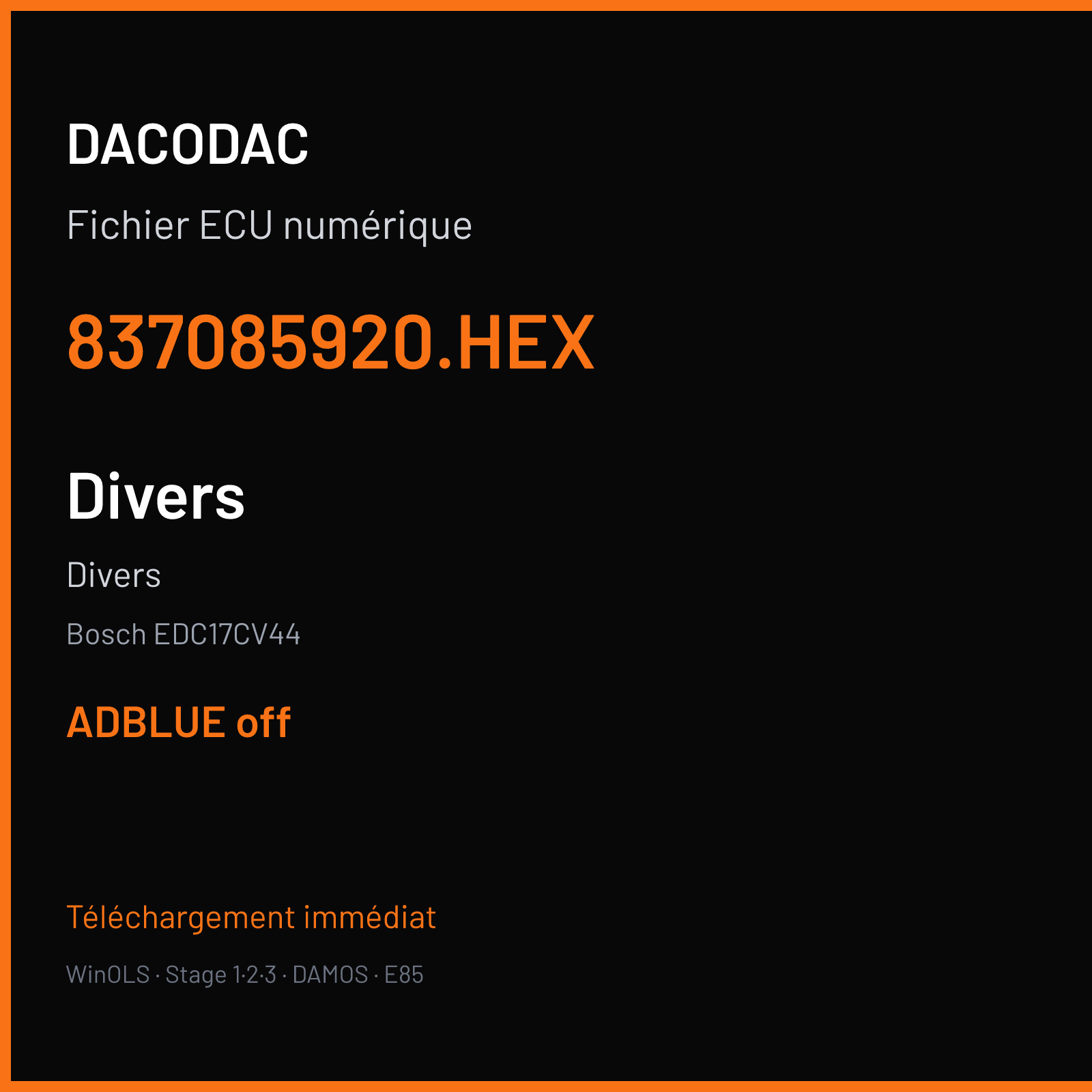 Divers (2015) — Bosch EDC17CV44 — 837085920.HEX — ADBLUE off