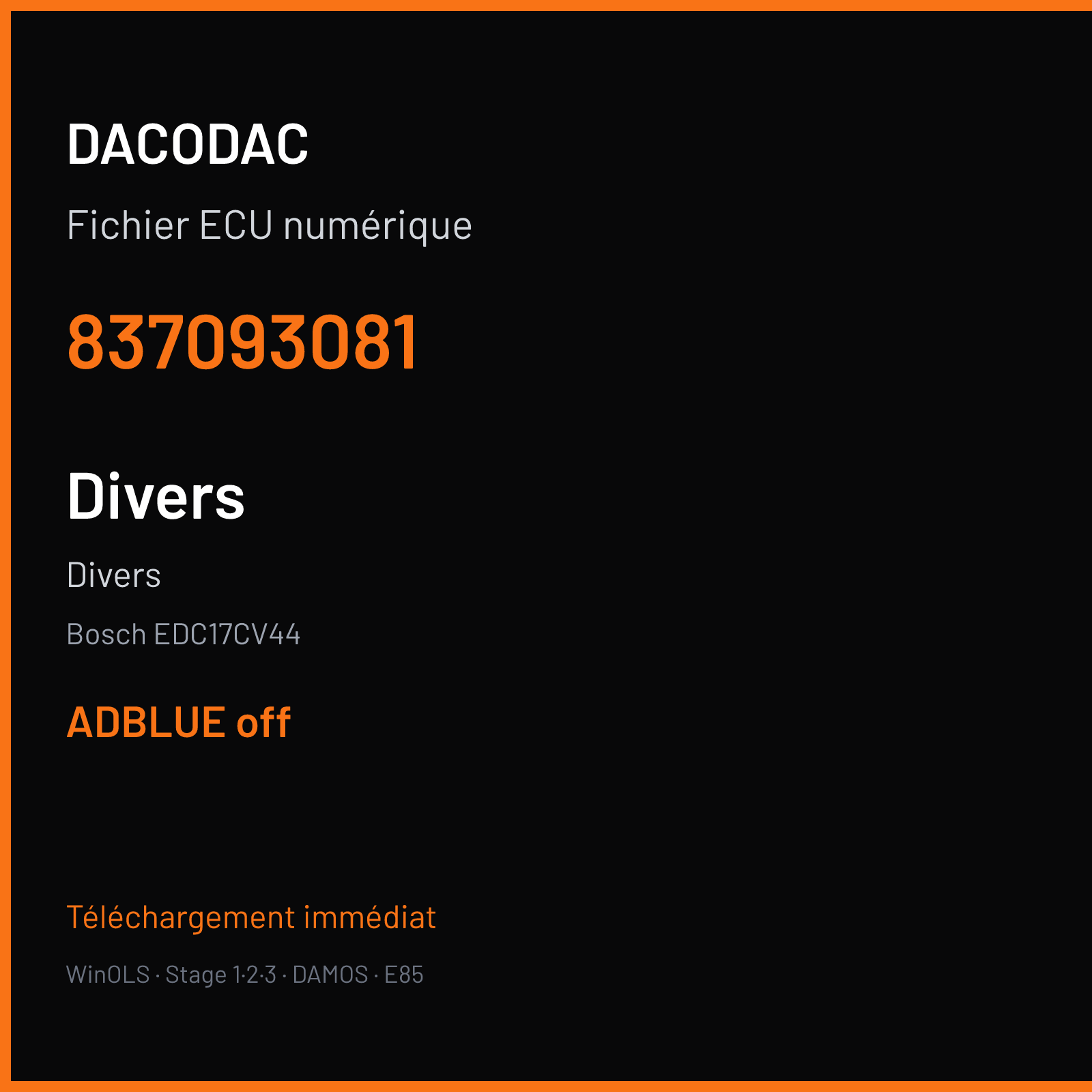 Divers (2019) — Bosch EDC17CV44 — 837093081 — ADBLUE off