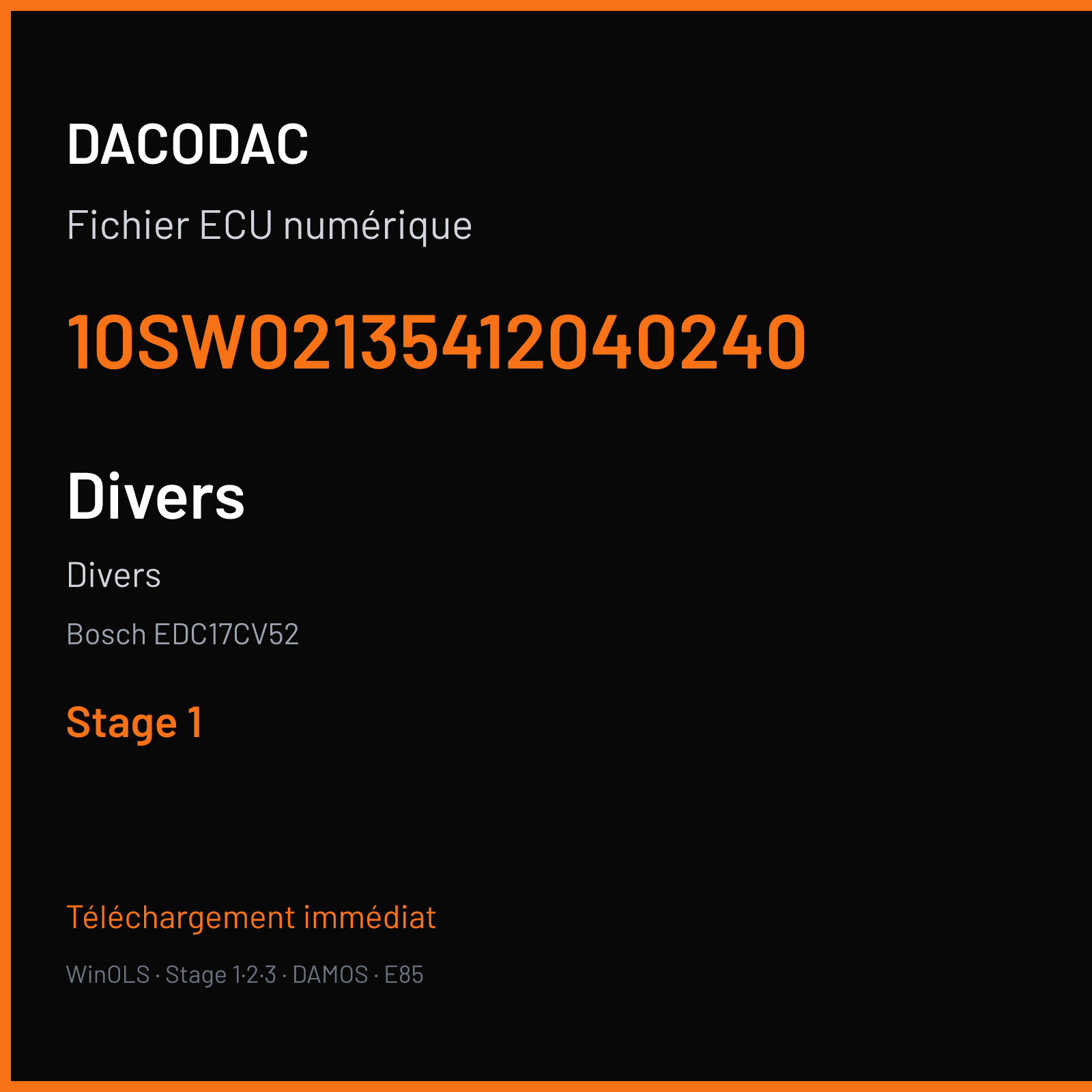Divers (2015) — Bosch EDC17CV52 — 10SW02135412040240 — Stage 1