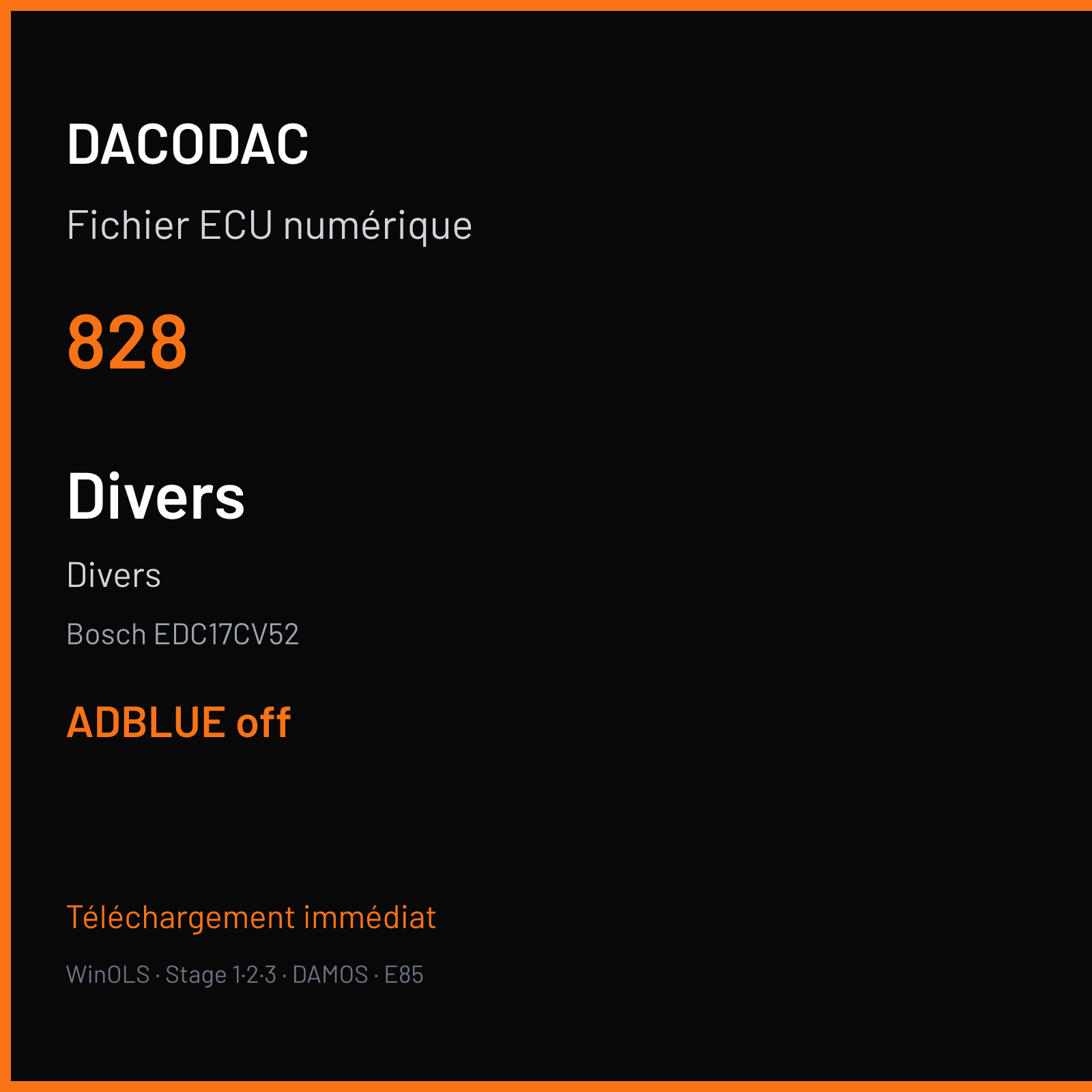 Divers (2015) — Bosch EDC17CV52 — 828 — ADBLUE off