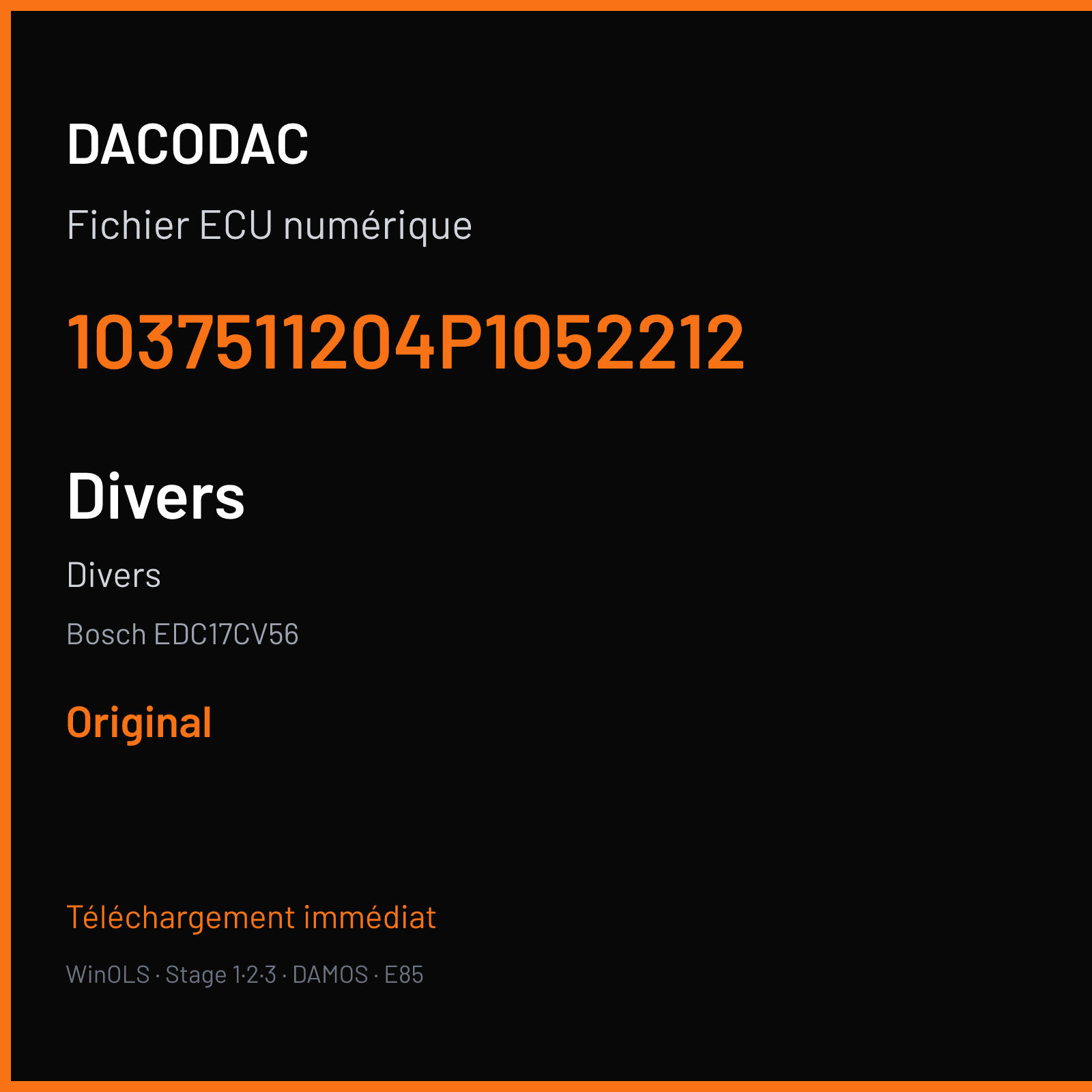 Divers (2014) — Bosch EDC17CV56 — 1037511204P1052212 — Original