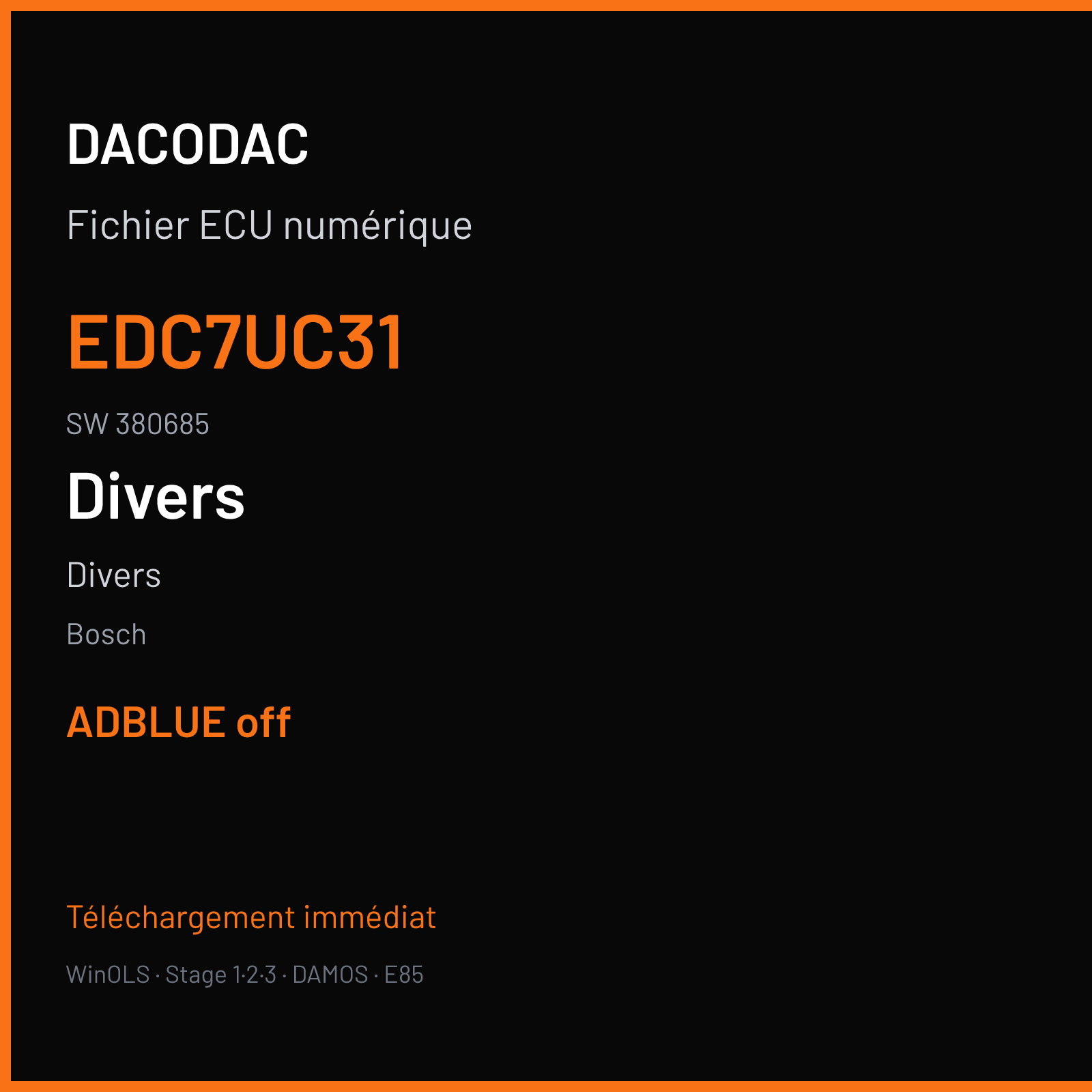 Divers (2012) — Bosch — EDC7UC31 · 380685 — ADBLUE off