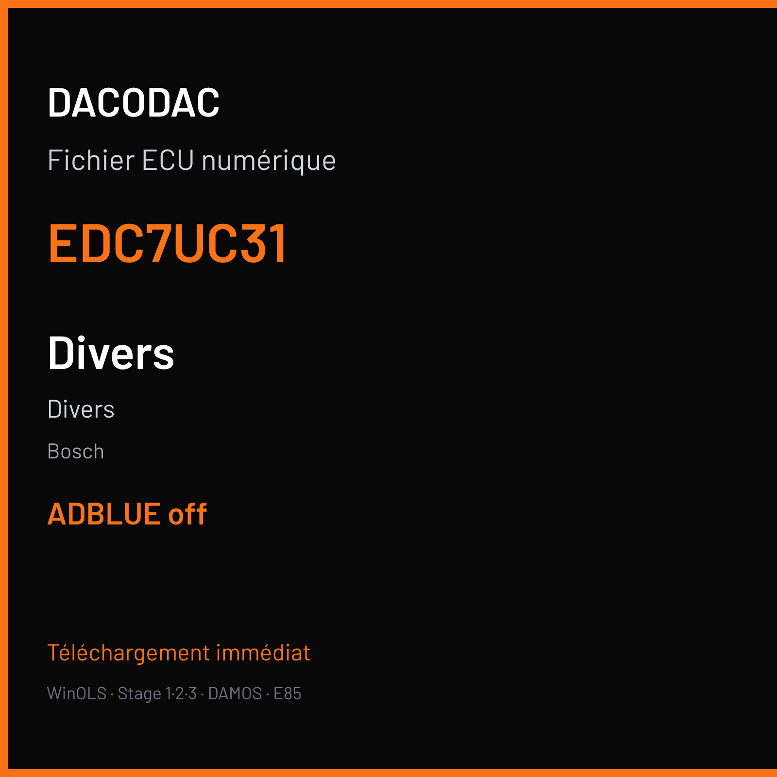 Divers (2012) — Bosch — EDC7UC31 — ADBLUE off