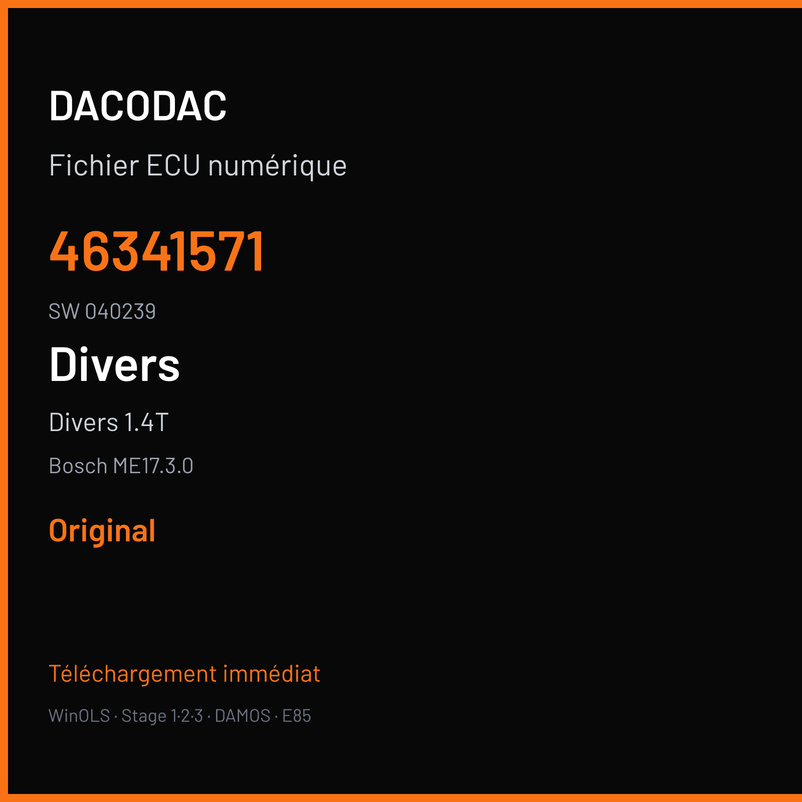 Divers 1.4T (2019) — Bosch ME17.3.0 — 46341571 · 040239 — Original
