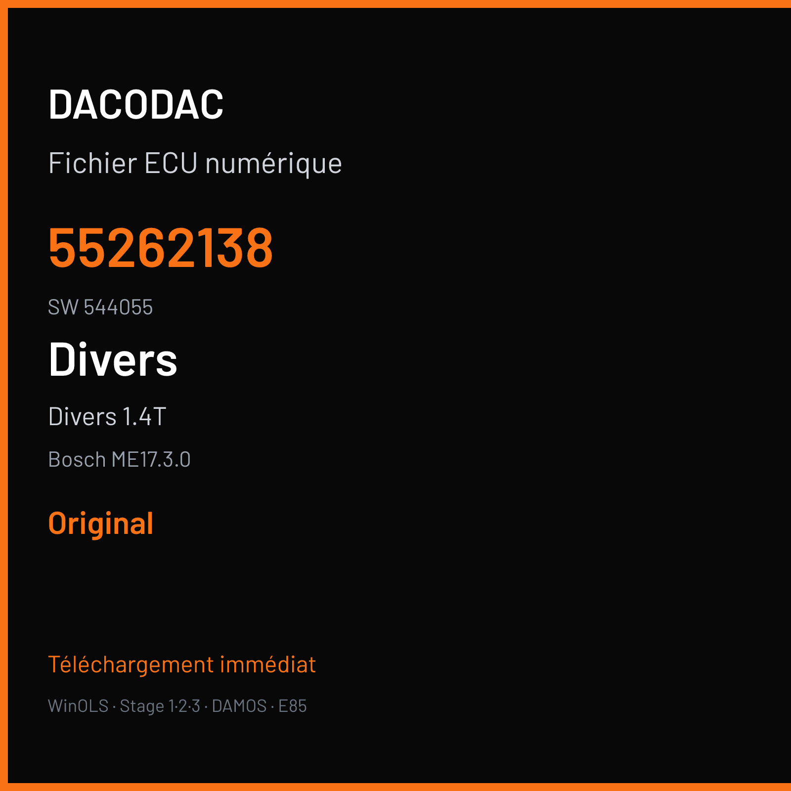 Divers 1.4T (2014) — Bosch ME17.3.0 — 55262138 · 544055 — Original