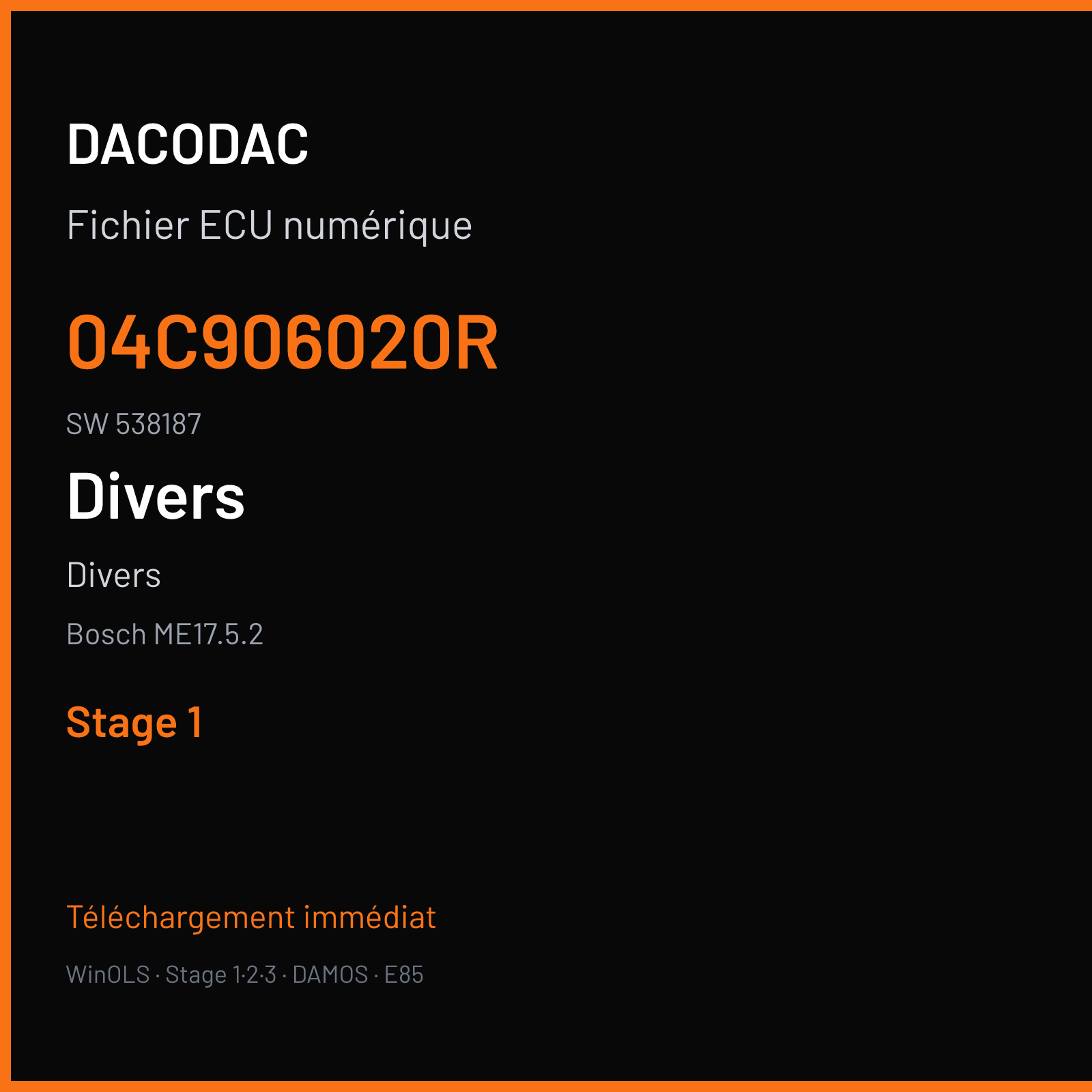 Divers — Bosch ME17.5.2 — 04C906020R · 538187 — Stage 1