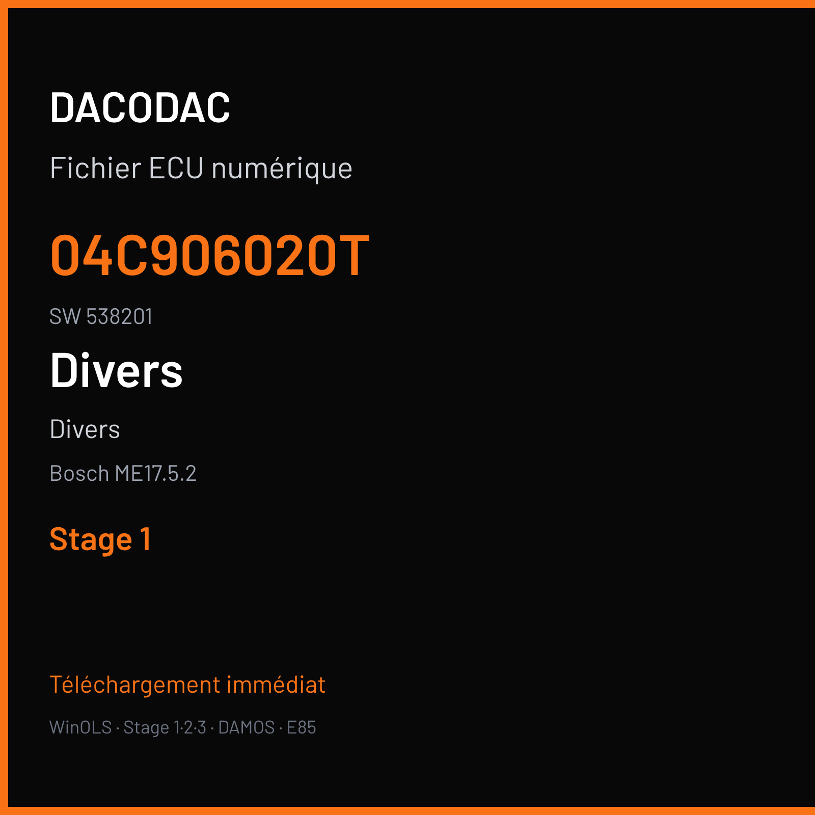 Divers — Bosch ME17.5.2 — 04C906020T · 538201 — Stage 1