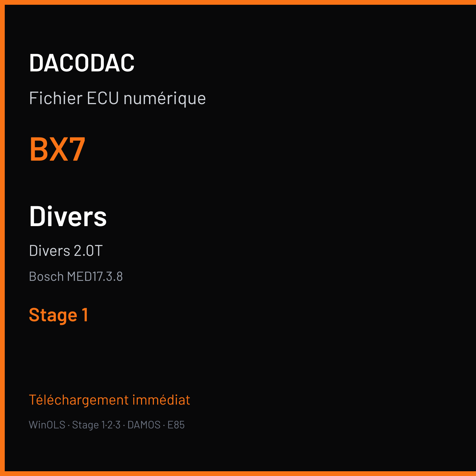 Divers 2.0T (2016) — Bosch MED17.3.8 — BX7 — Stage 1