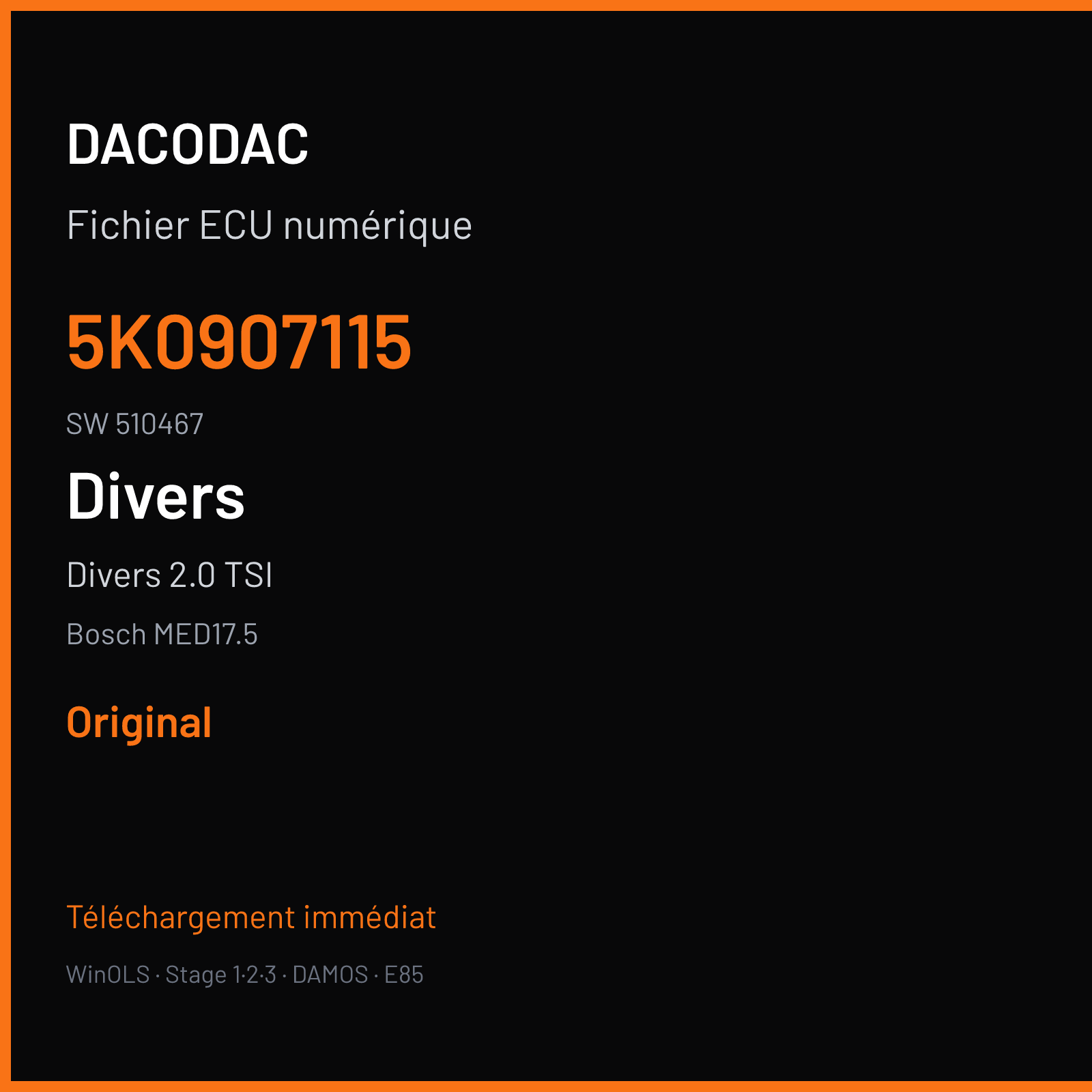 Divers 2.0 TSI — Bosch MED17.5 — 5K0907115 · 510467 — Original