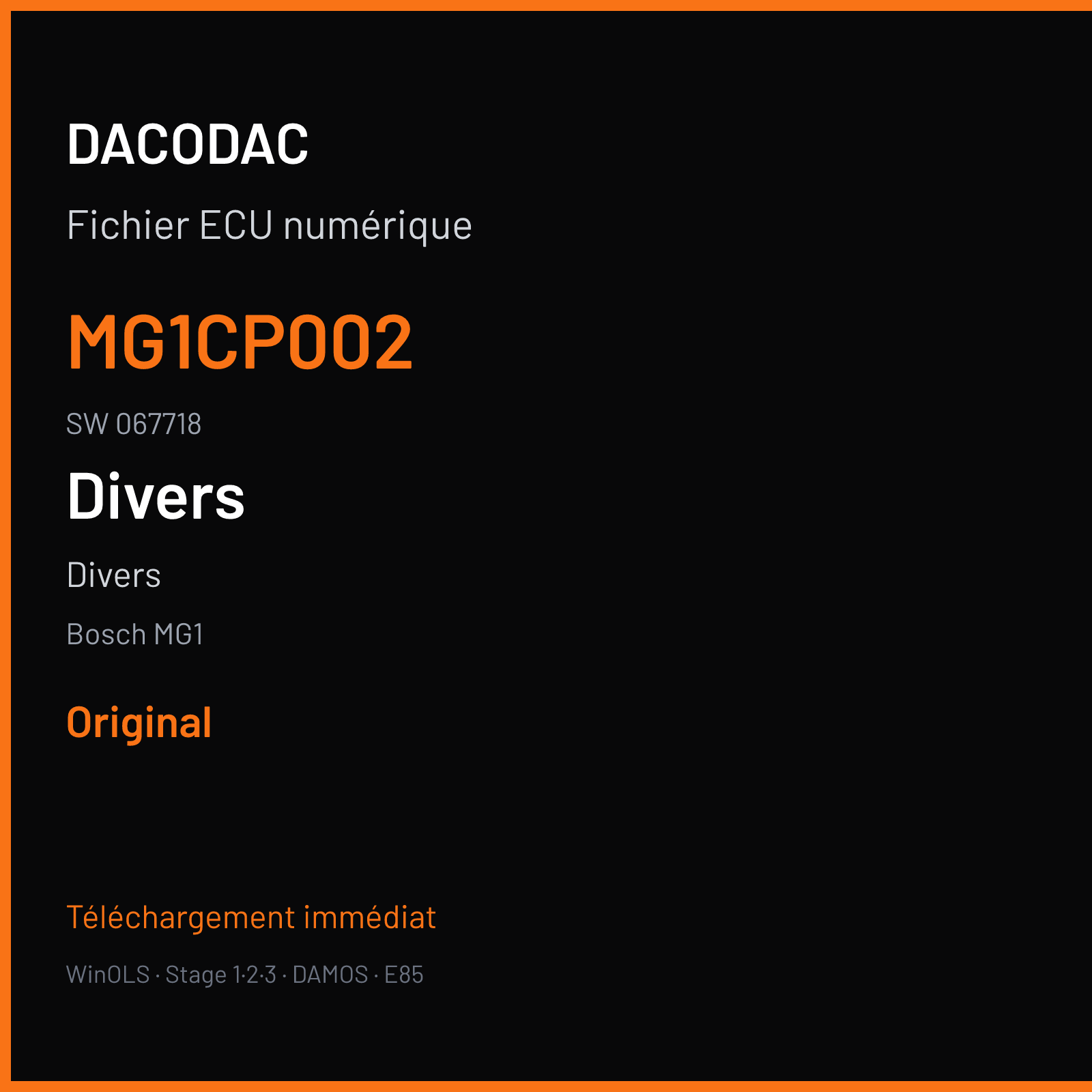 Divers — Bosch MG1 — MG1CP002 · 067718 — Original