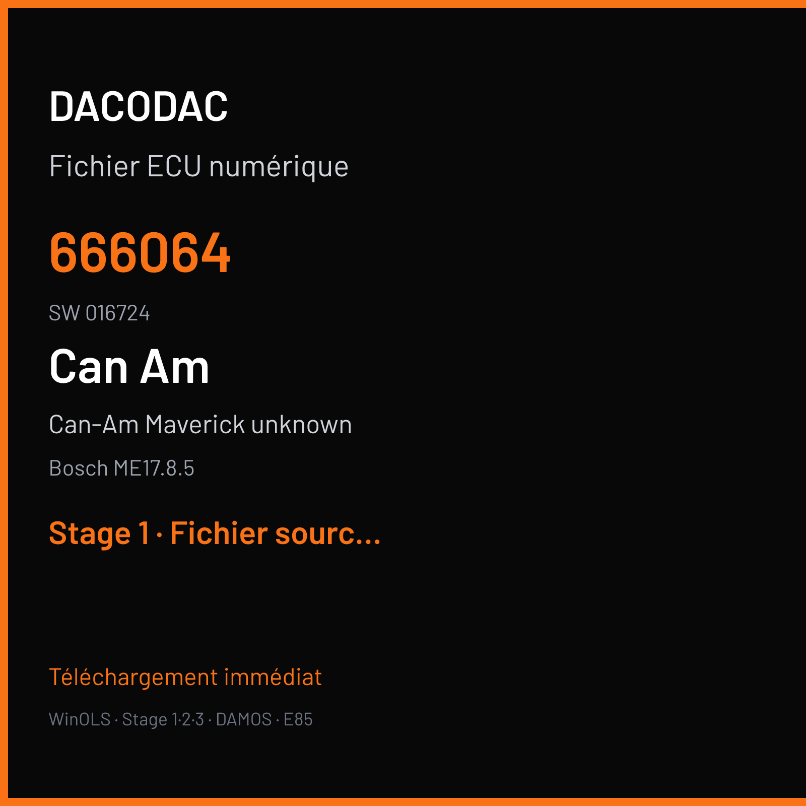 Can-Am Maverick unknown — Bosch ME17.8.5 — 666064 · 016724 — Stage 1