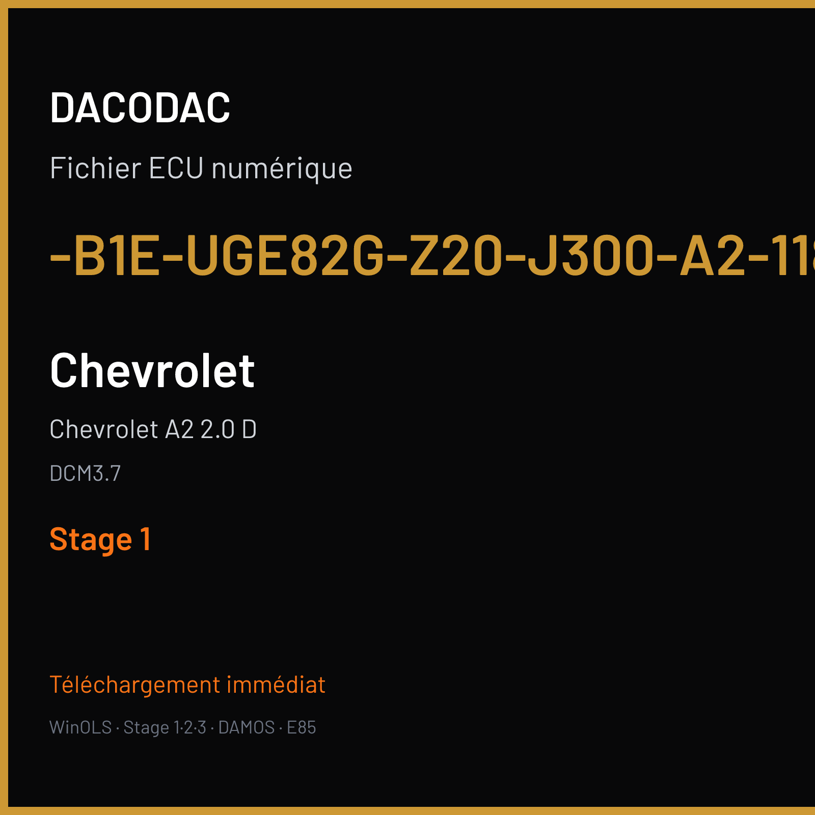 Chevrolet A2 2.0 D (2014) — DCM3.7 — -B1E-UGE82G-Z20-J300-A2-118-V-DE-T-G-110810 — Stage 1