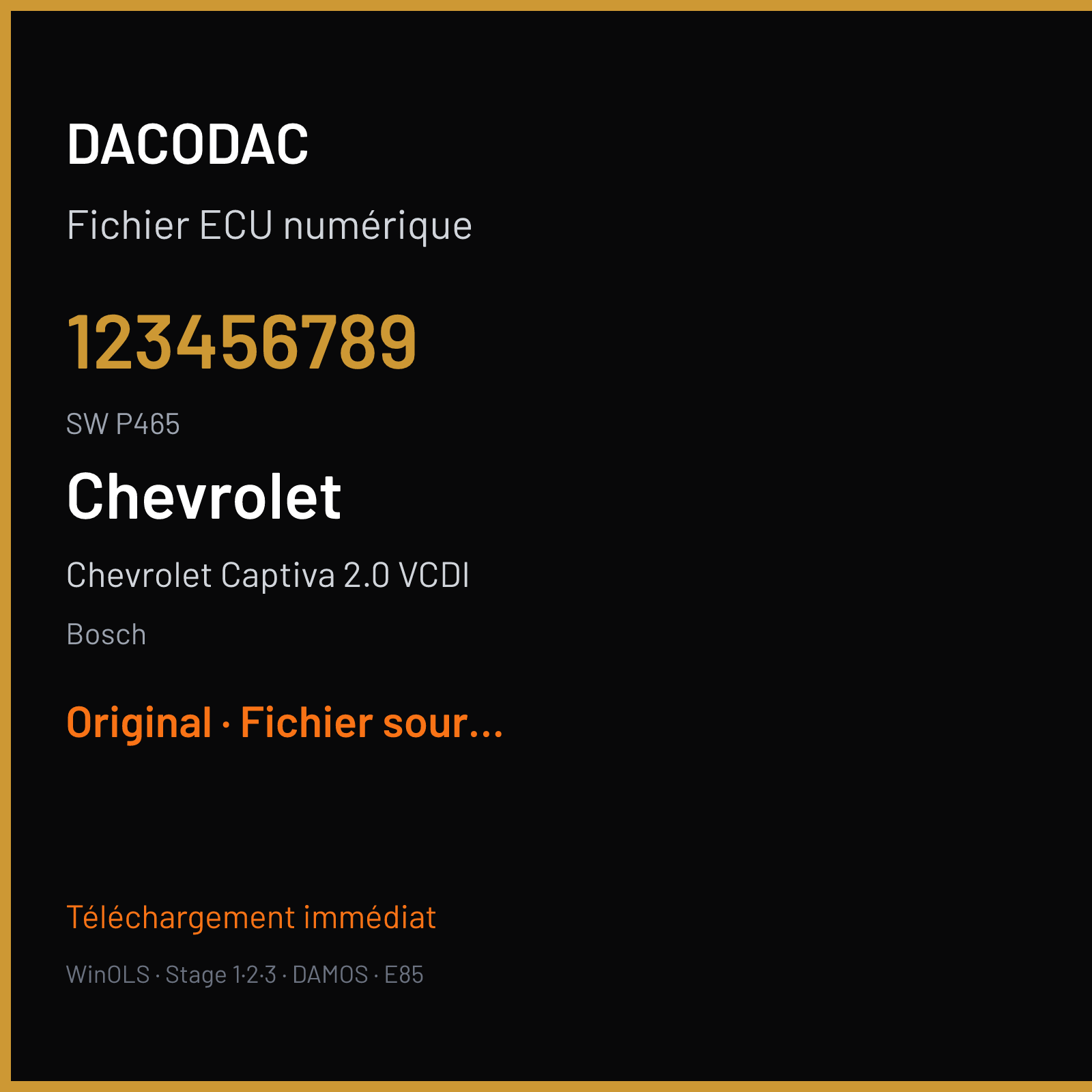 Chevrolet Captiva 2.0 VCDI (2008) — Bosch — 123456789 · P465 · V60 AB96892374 — Original