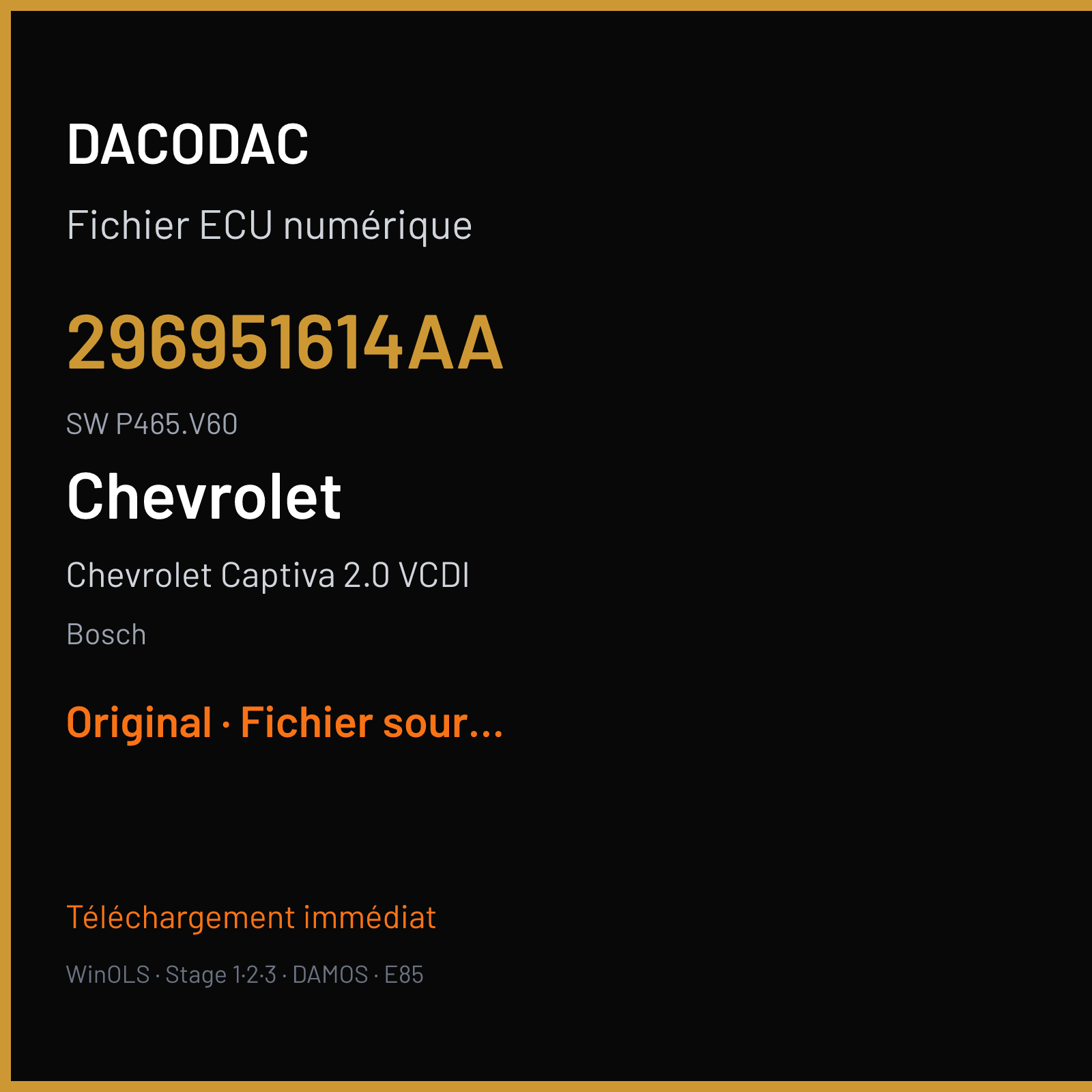 Chevrolet Captiva 2.0 VCDI (2007) — Bosch — 296951614AA · P465.V60 · AA96951614 — Original