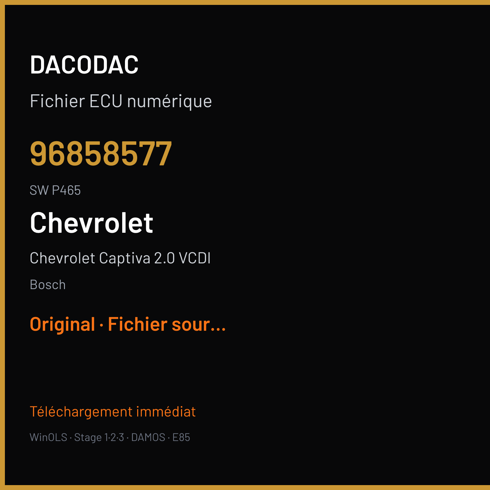 Chevrolet Captiva 2.0 VCDI (2008) — Bosch — 96858577 · P465 · V50 AE968858592 — Original