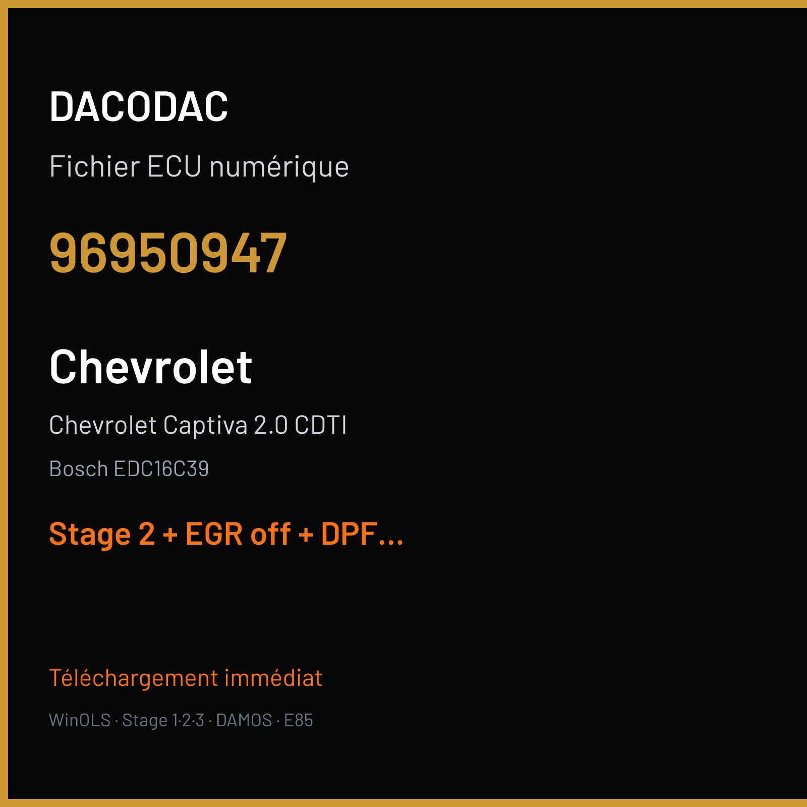 Chevrolet Captiva 2.0 CDTI (2010) — Bosch EDC16C39 — 96950947 — Stage 2 + EGR off + DPF off