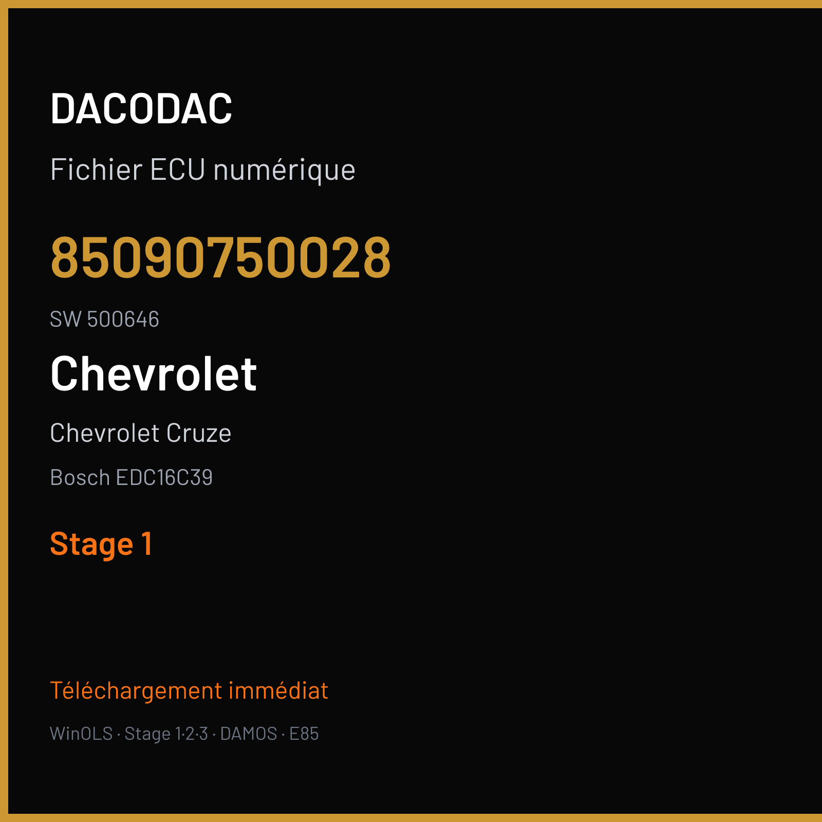 Chevrolet Cruze (2008) — Bosch EDC16C39 — 85090750028 · 500646 — Stage 1