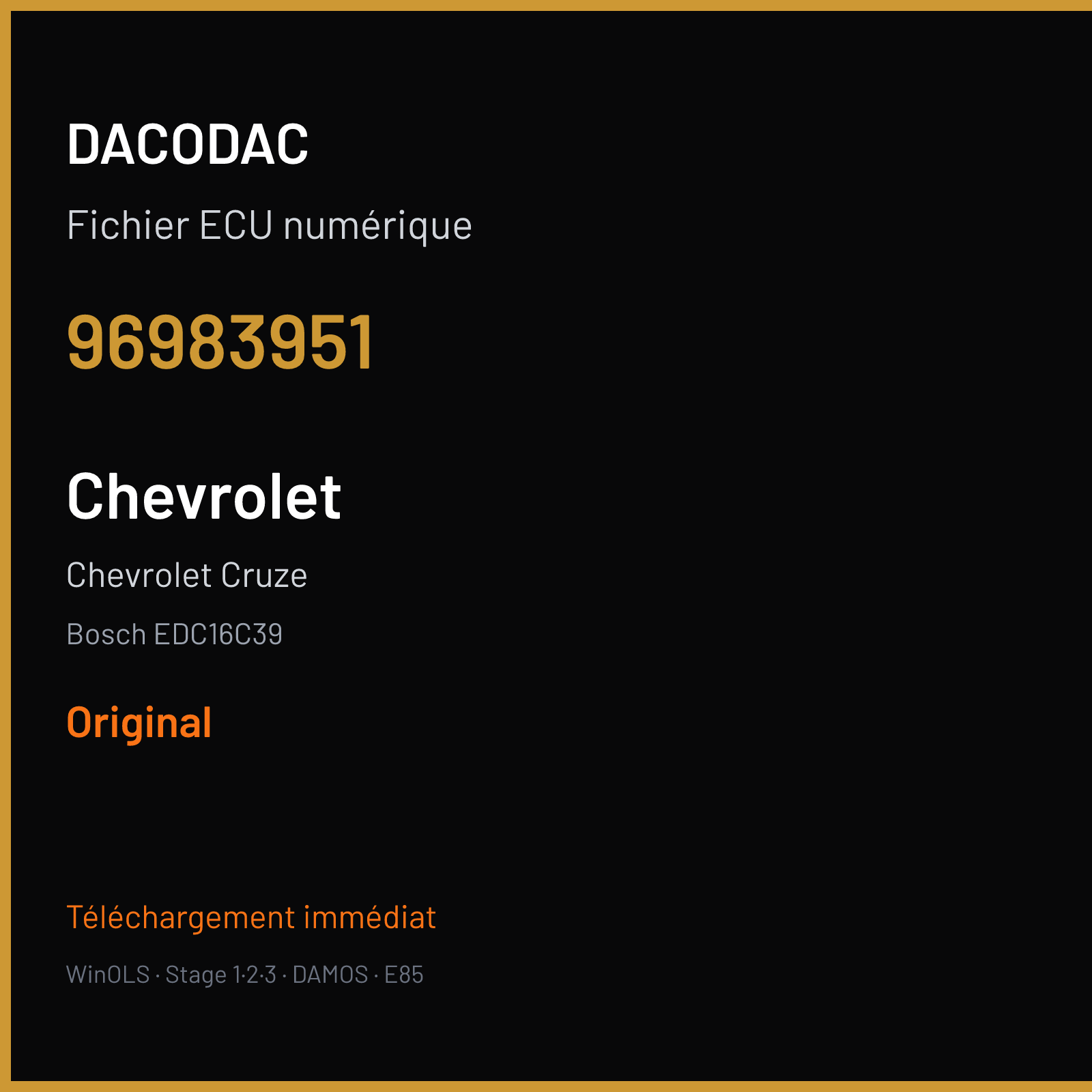 Chevrolet Cruze (2010) — Bosch EDC16C39 — 96983951 — Original