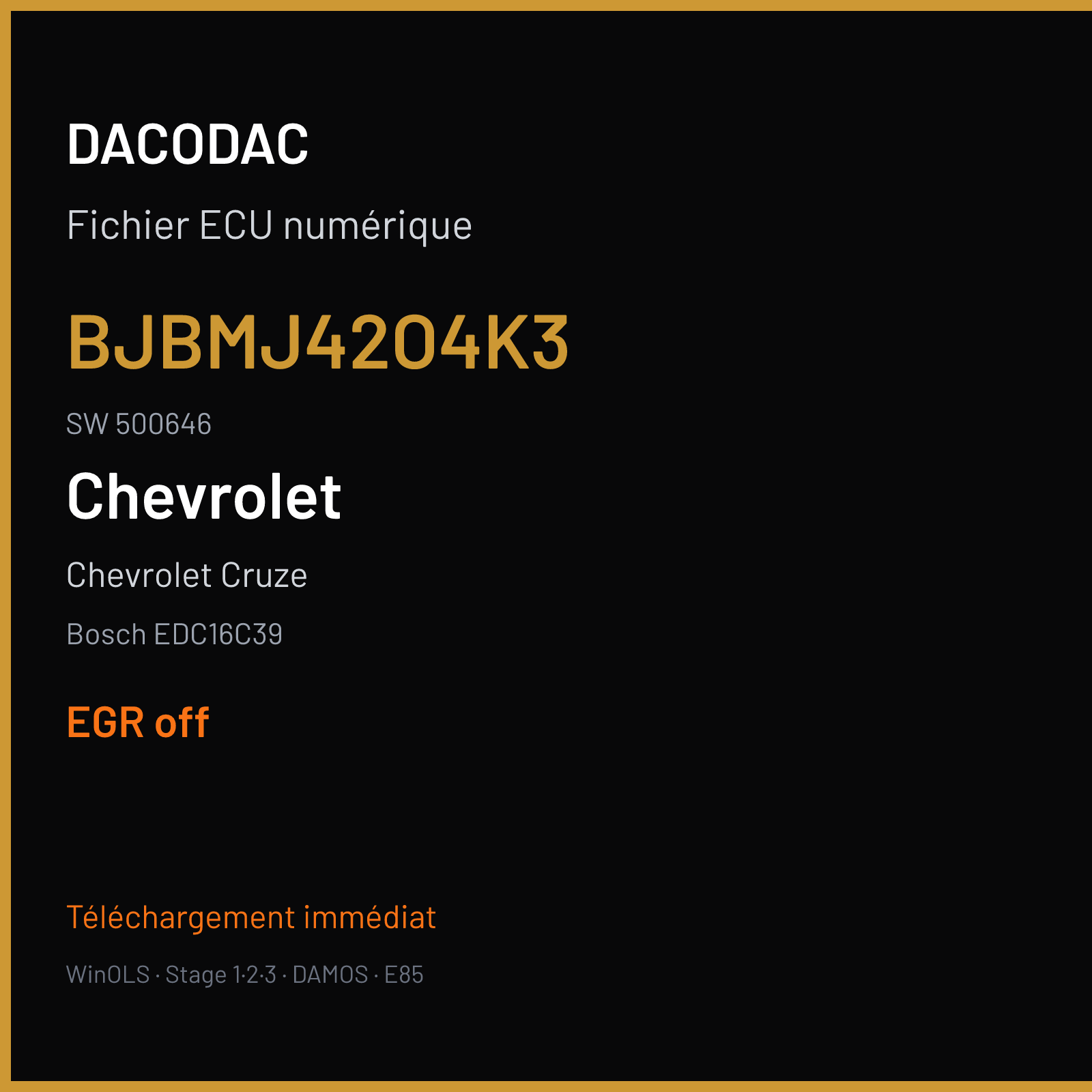 Chevrolet Cruze (2011) — Bosch EDC16C39 — BJBMJ42O4K3 · 500646 — EGR off