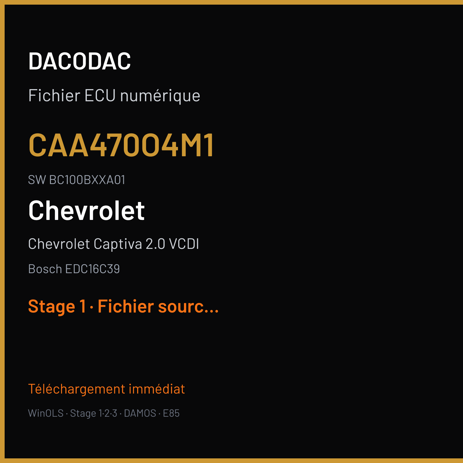 Chevrolet Captiva 2.0 VCDI 150 ch (2010) — Bosch EDC16C39 — CAA470O4M1 · BC100BXXA01 · 397183 — Stage 1