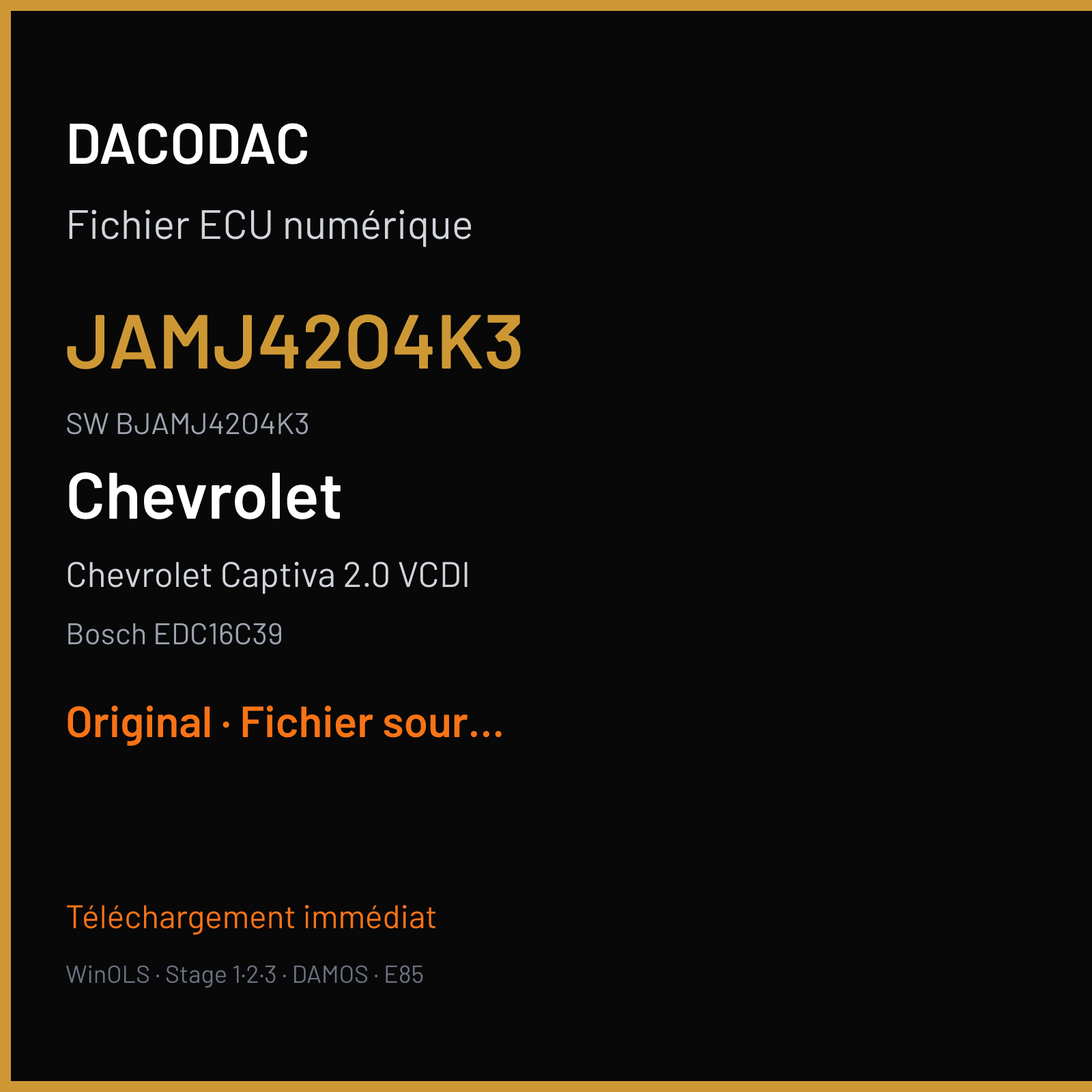 Chevrolet Captiva 2.0 VCDI (2010) — Bosch EDC16C39 — JAMJ42O4K3 · BJAMJ42O4K3 — Original