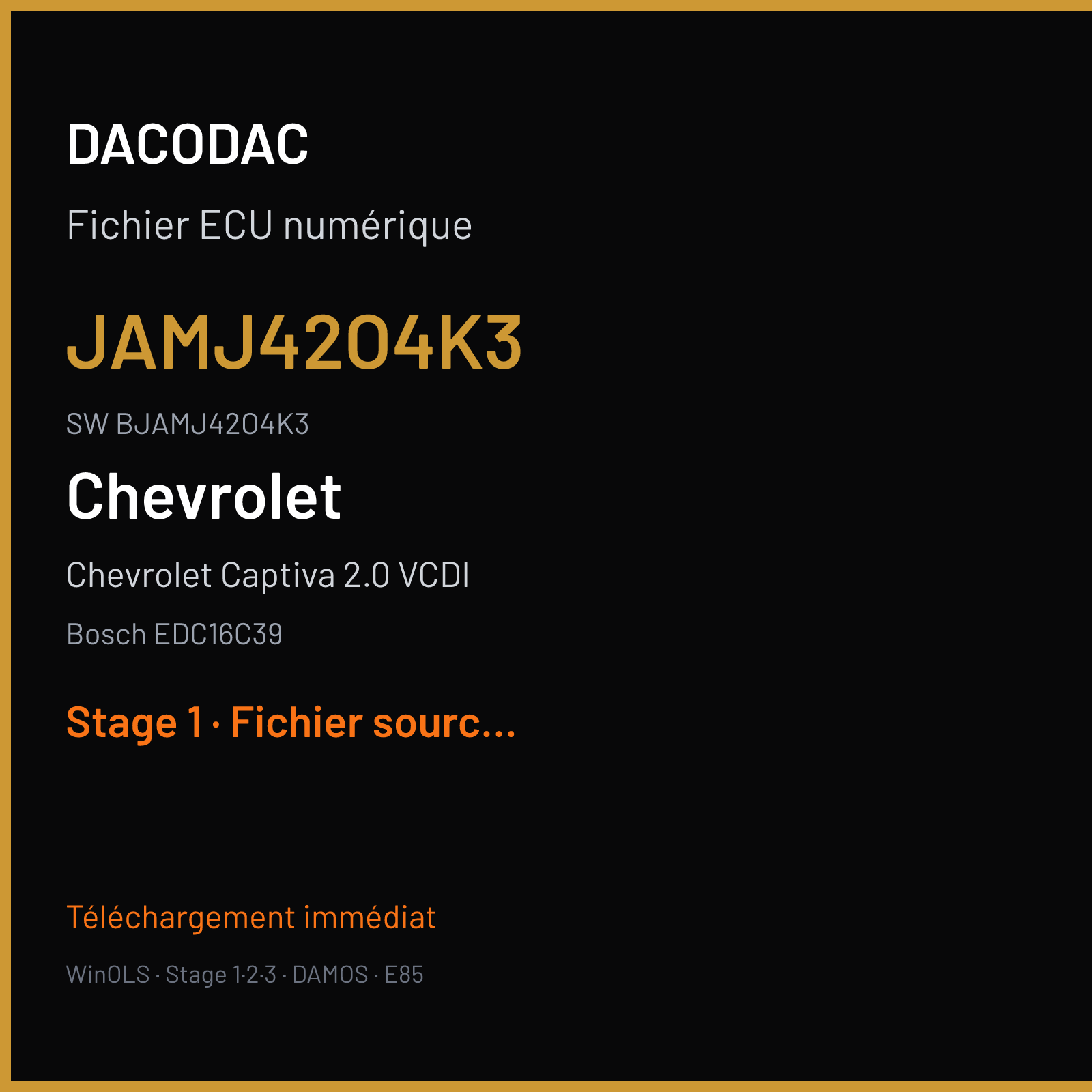 Chevrolet Captiva 2.0 VCDI (2010) — Bosch EDC16C39 — JAMJ42O4K3 · BJAMJ42O4K3 — Stage 1