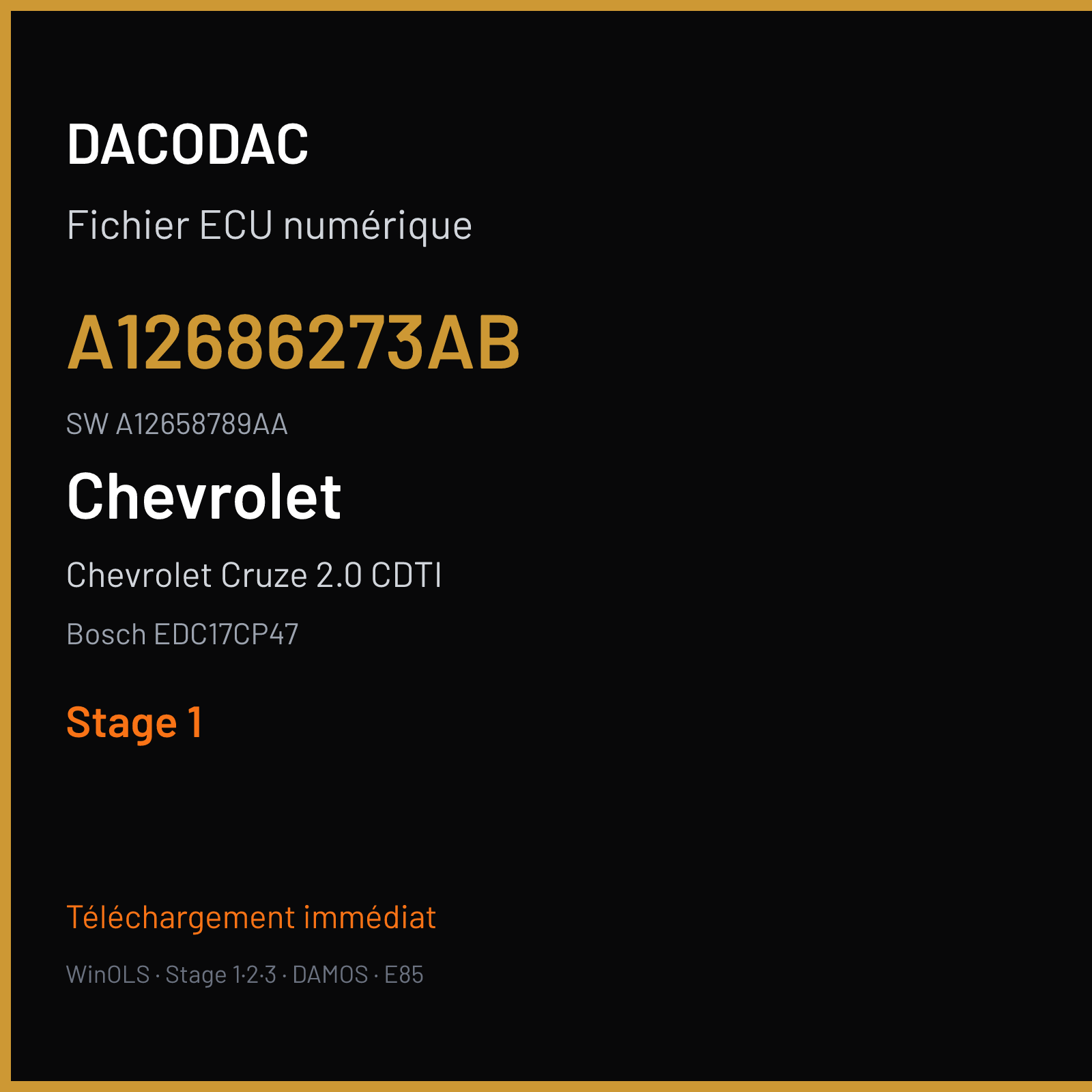 Chevrolet Cruze 2.0 CDTI 150 ch (2014) — Bosch EDC17CP47 — A12686273AB · A12658789AA · 563329 — Stage 1