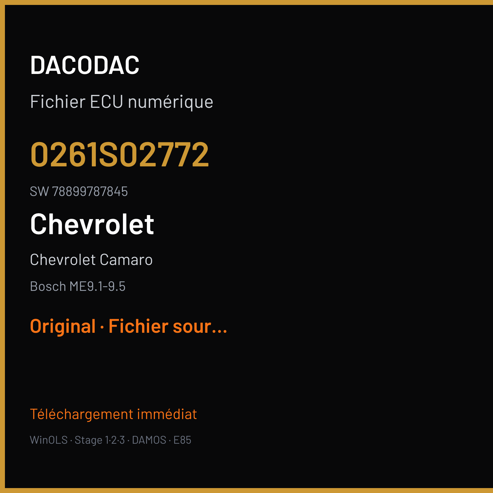 Chevrolet Camaro — Bosch ME9.1-9.5 — 0261S02772 · 78899787845 · 504149 — Original