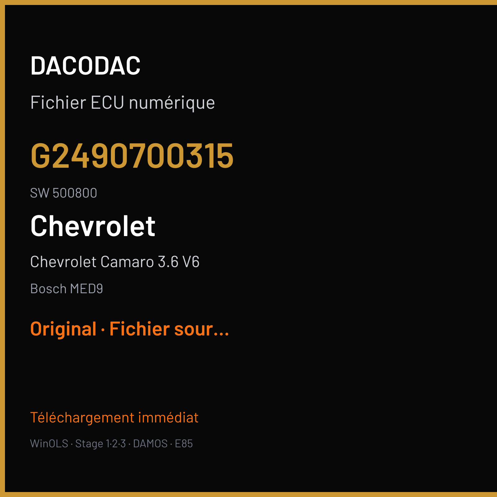 Chevrolet Camaro 3.6 V6 (2009) — Bosch MED9 — G2490700315 · 500800 — Original