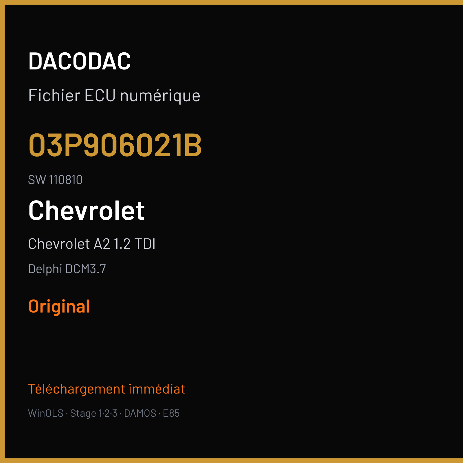 Chevrolet A2 1.2 TDI (2012) — Delphi DCM3.7 — 03P906021B · 110810 — Original